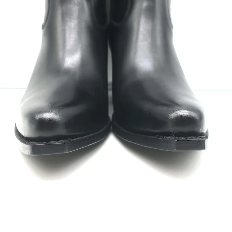 Celine Berlin 80 Cowboy-Stiefel Schwarz Leder Größe 38 Spitze Knöchelstiefel