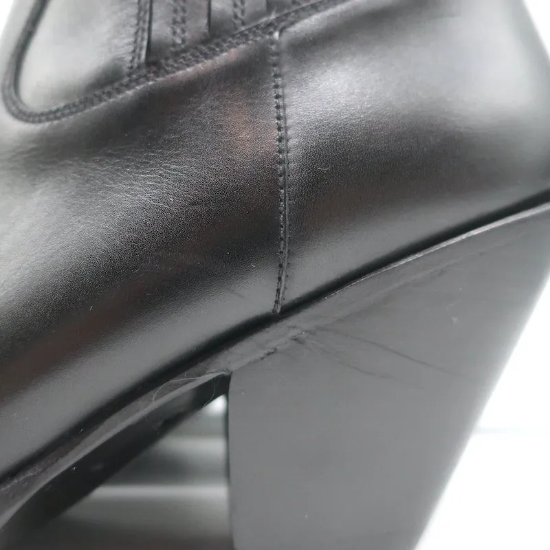 Celine Berlin 80 Cowboy-Stiefel Schwarz Leder Größe 38 Spitze Knöchelstiefel