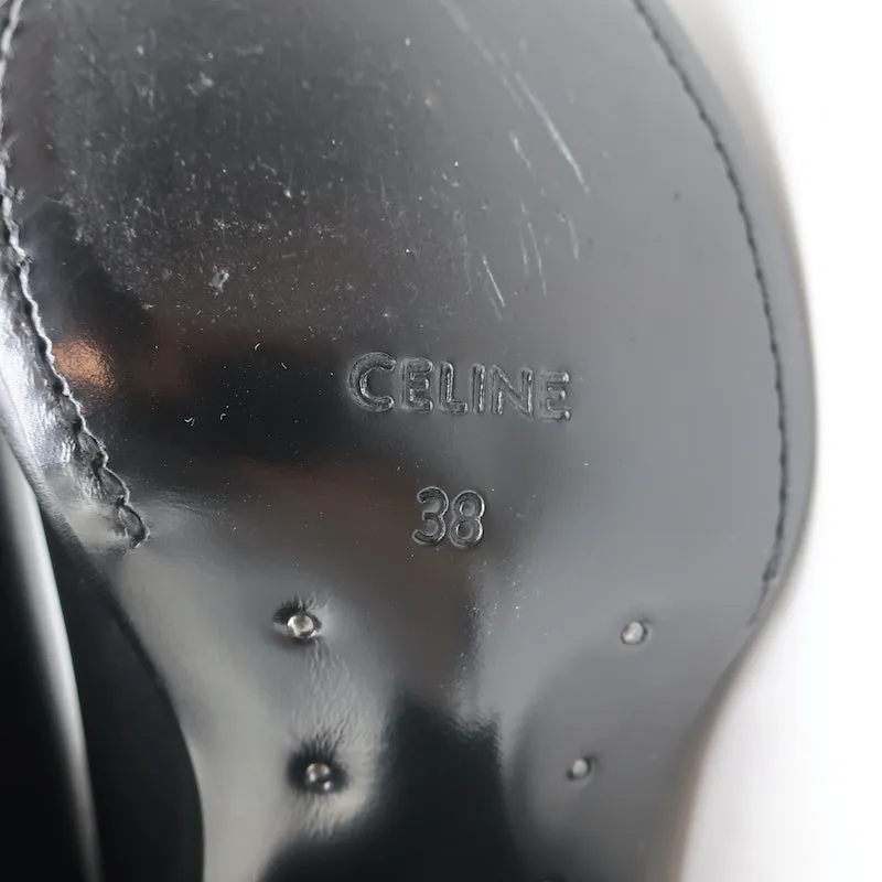 Celine Berlin 80 Cowboy-Stiefel Schwarz Leder Größe 38 Spitze Knöchelstiefel