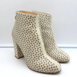 Charlotte Olympia Alba Stern Stiefelette in Cremefarben mit Kristallverzierungen aus Leder Größe 38
