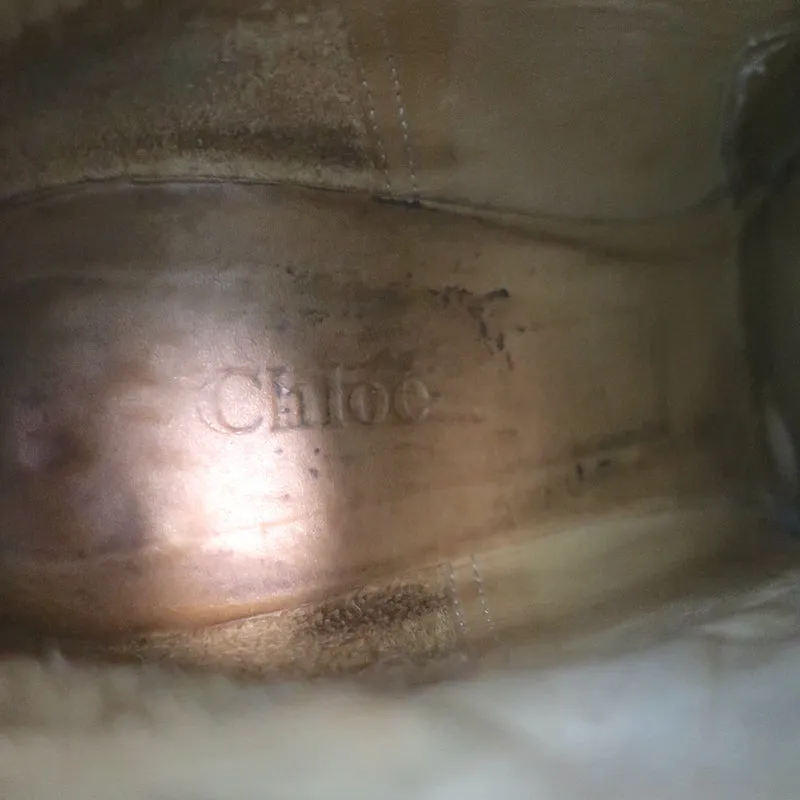 Chloe Stiefeletten mit Knöchelriemen Braun Leder Größe 41