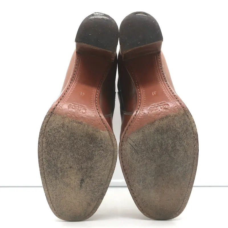 Chloe Stiefeletten mit Knöchelriemen Braun Leder Größe 41