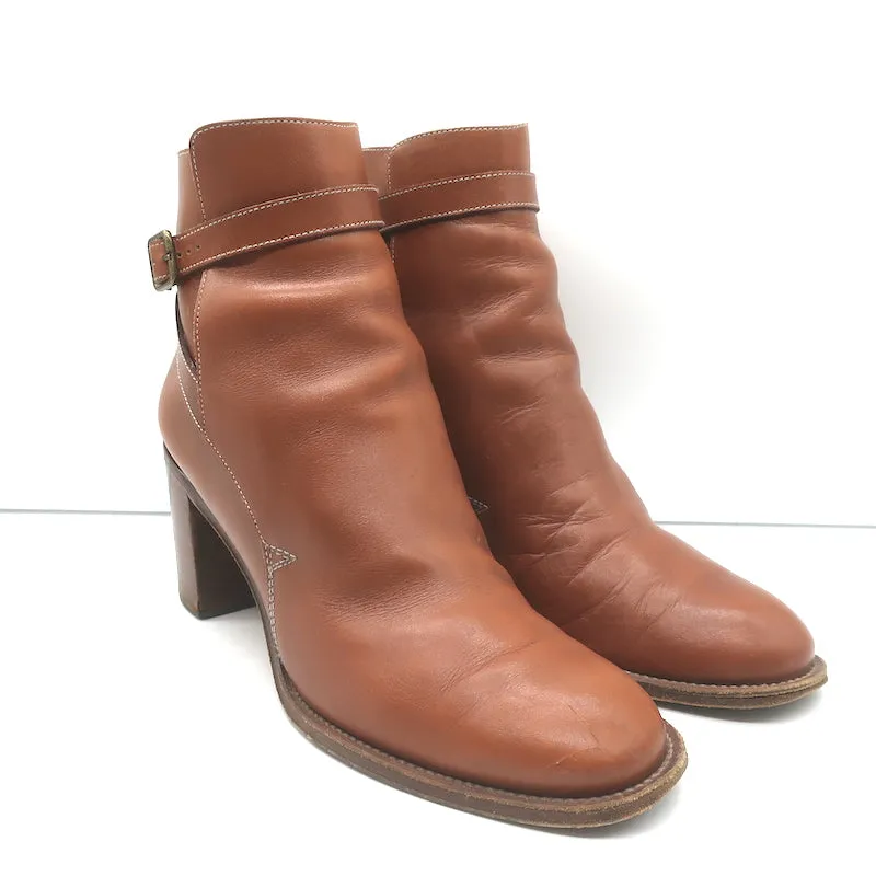 Chloe Stiefeletten mit Knöchelriemen Braun Leder Größe 41