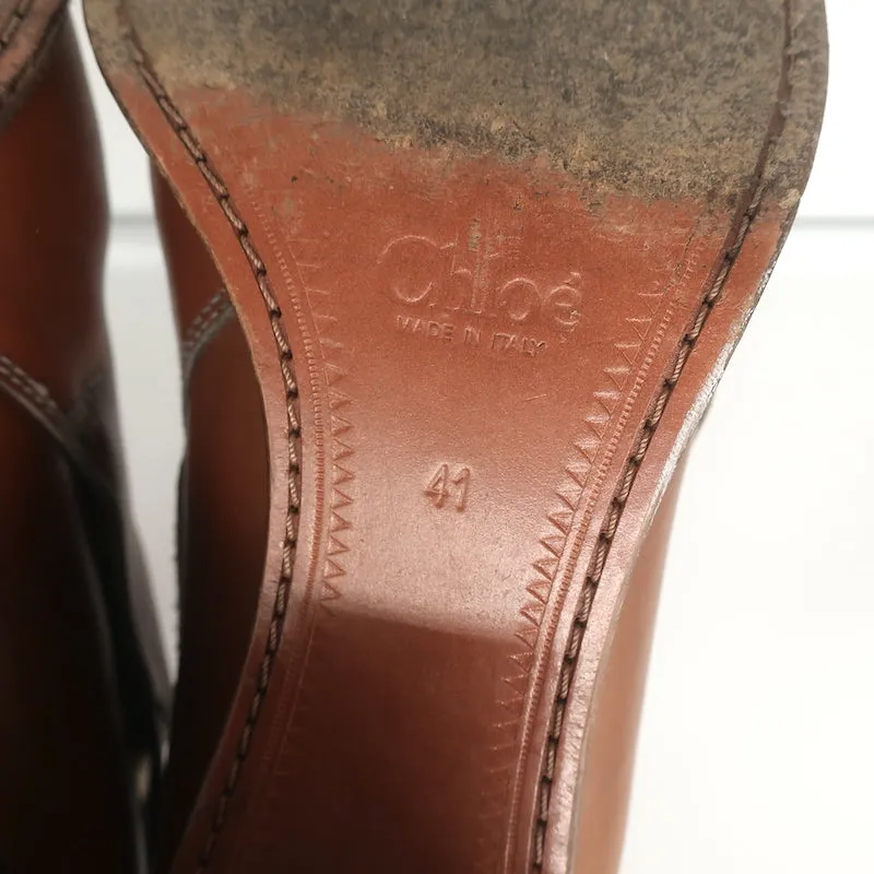 Chloe Stiefeletten mit Knöchelriemen Braun Leder Größe 41