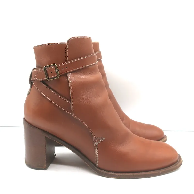 Chloe Stiefeletten mit Knöchelriemen Braun Leder Größe 41