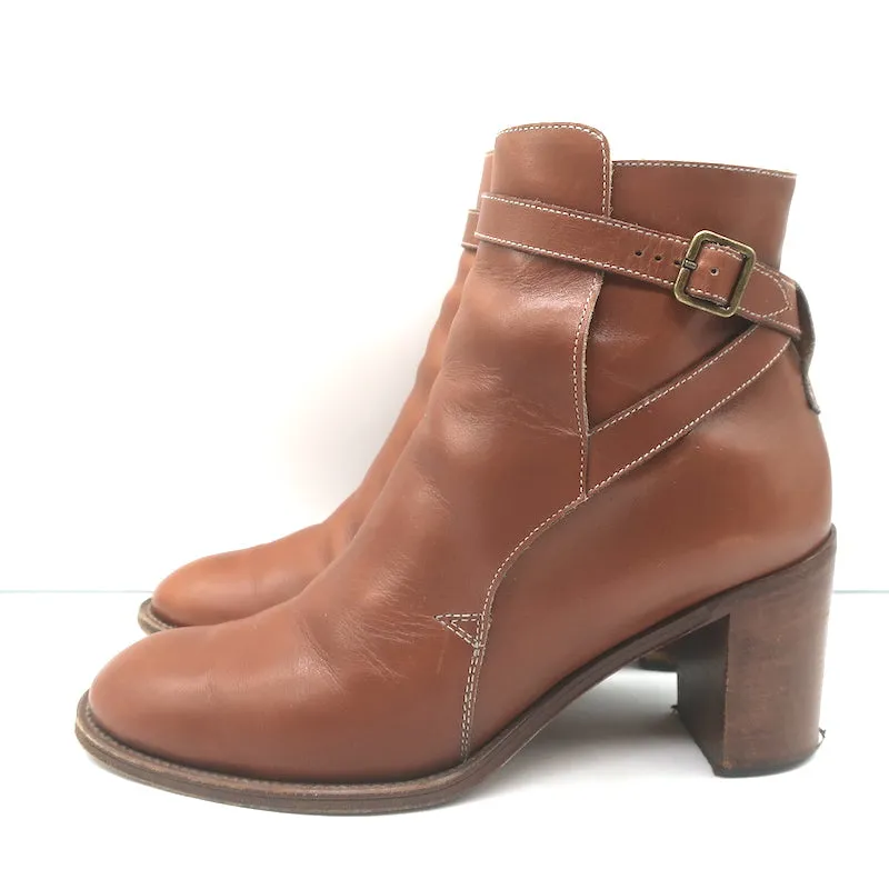 Chloe Stiefeletten mit Knöchelriemen Braun Leder Größe 41