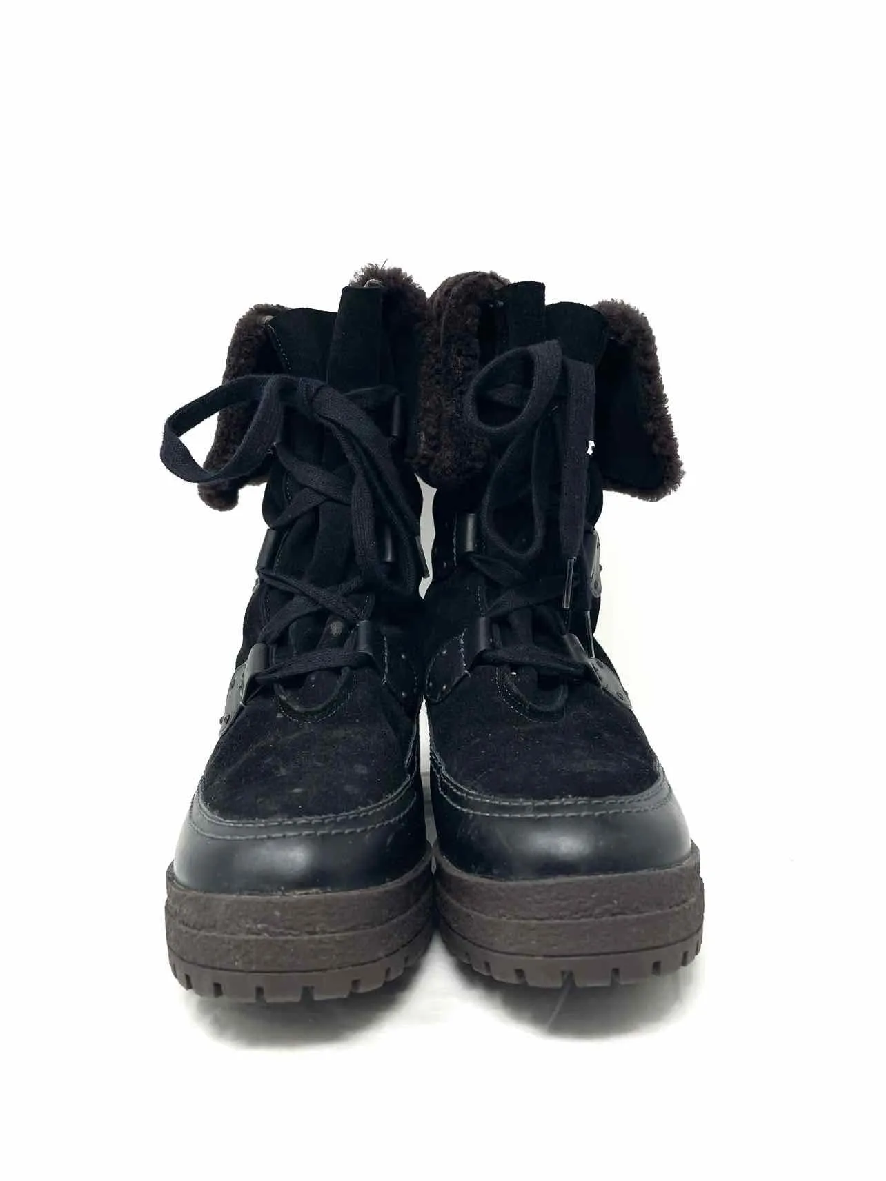 Chloe Größe 10 Schwarze Schnür-Suede-Schuhe Stiefel AS IS