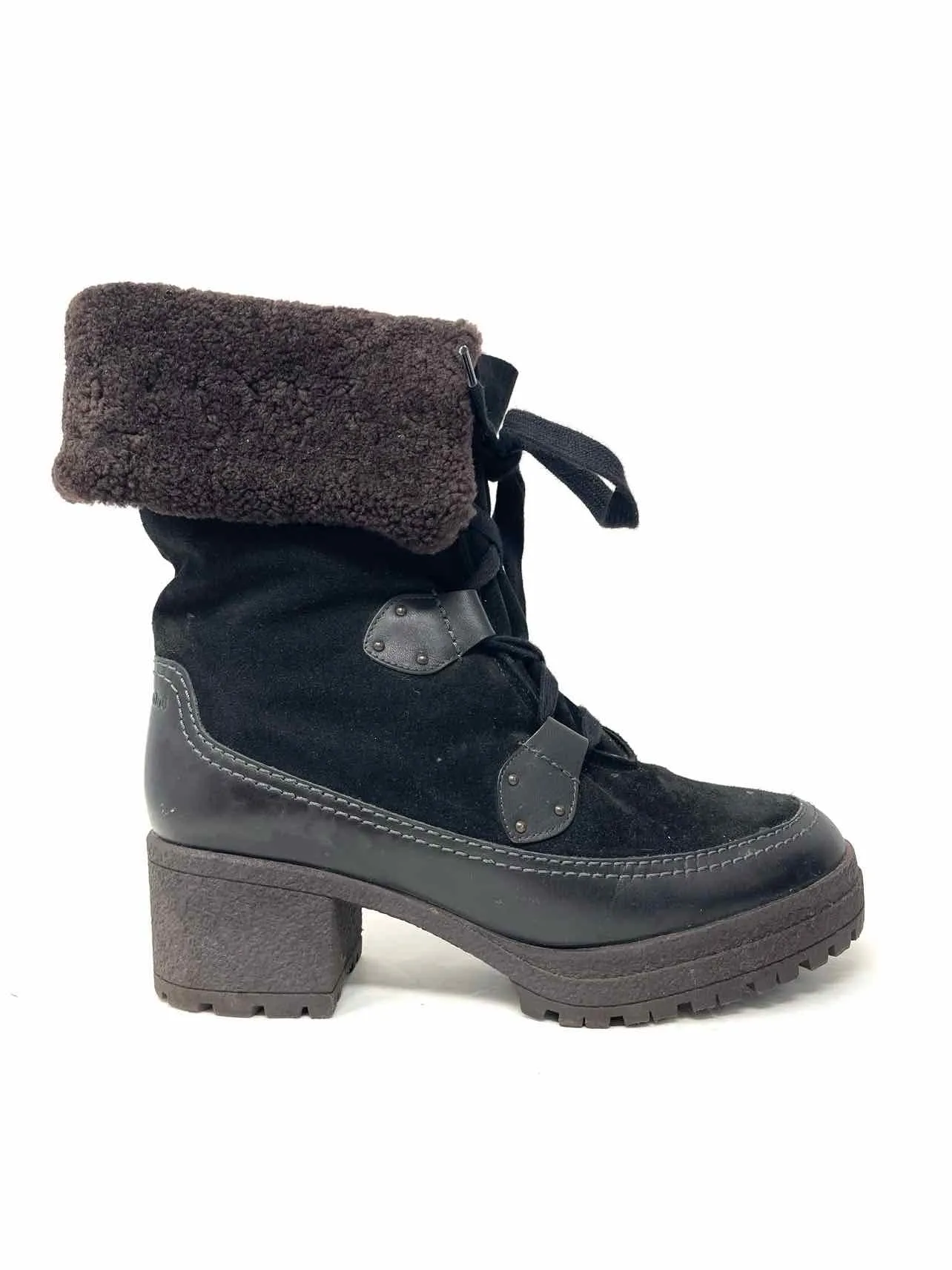 Chloe Größe 10 Schwarze Schnür-Suede-Schuhe Stiefel AS IS