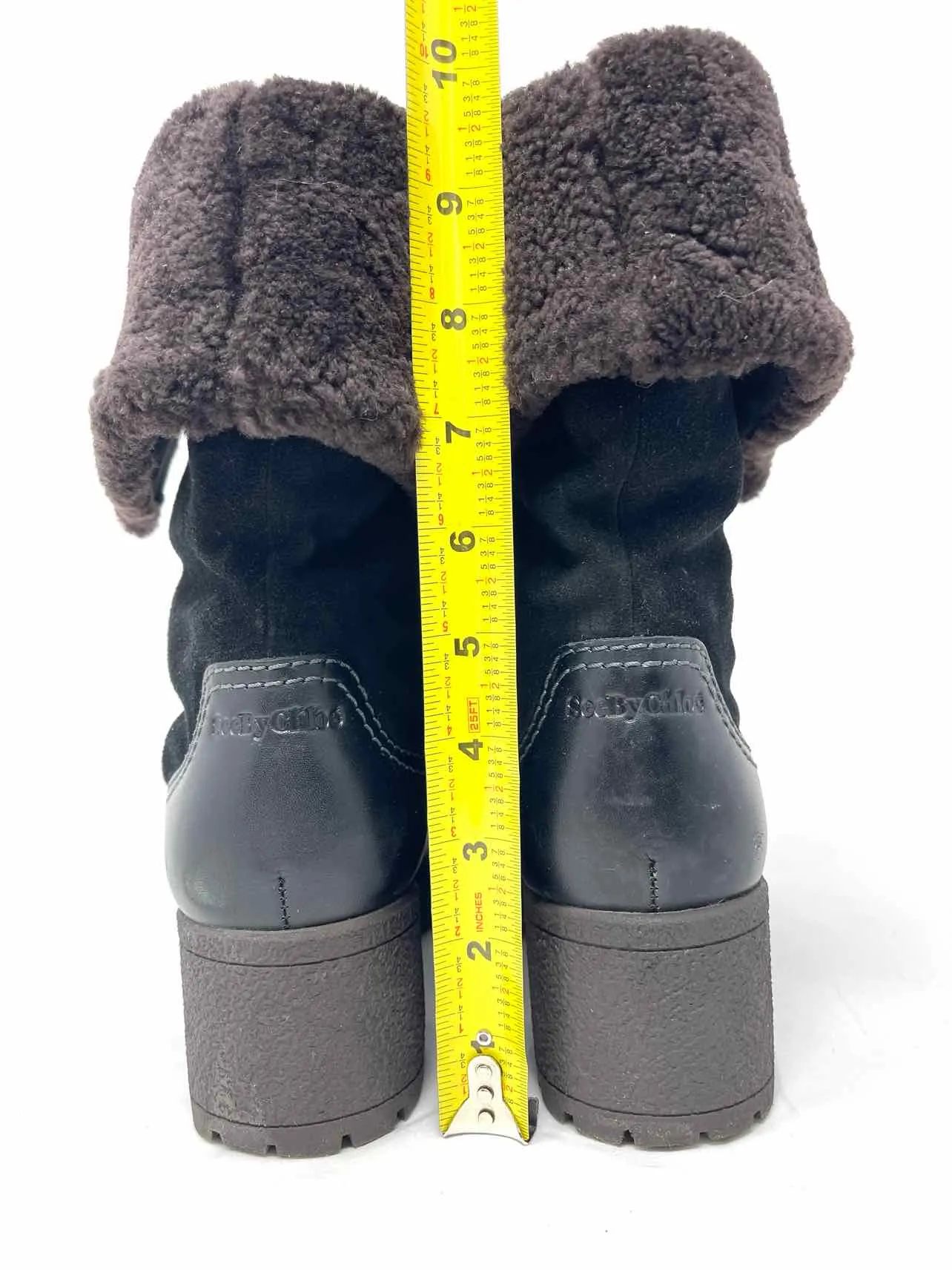 Chloe Größe 10 Schwarze Schnür-Suede-Schuhe Stiefel AS IS