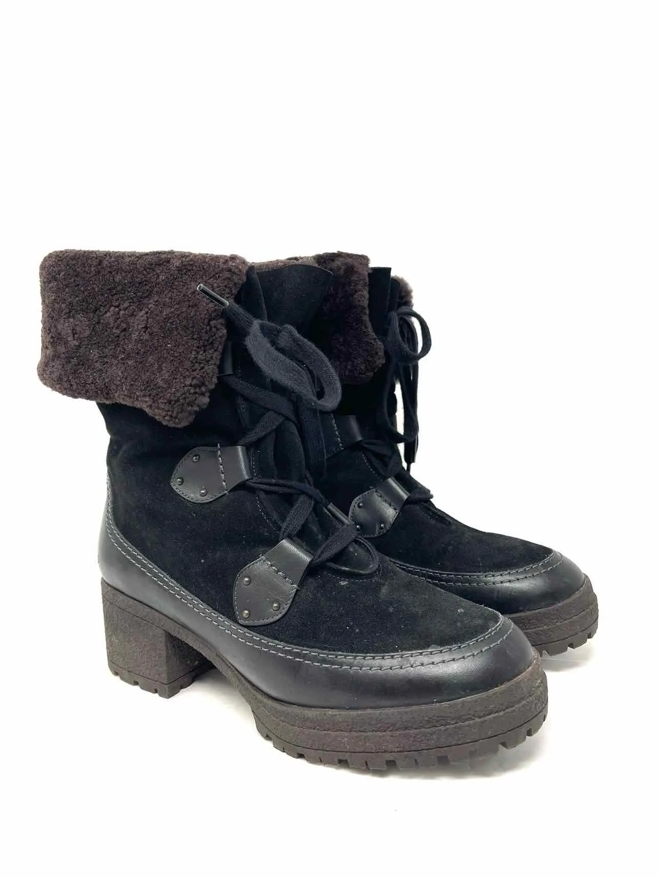 Chloe Größe 10 Schwarze Schnür-Suede-Schuhe Stiefel AS IS