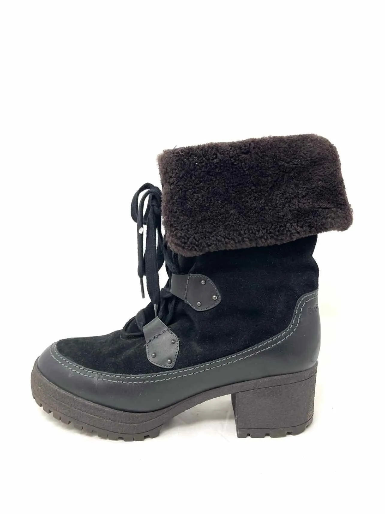 Chloe Größe 10 Schwarze Schnür-Suede-Schuhe Stiefel AS IS