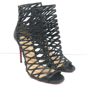 Christian Louboutin Mille Cinque 100 Cage Stiefel Schwarz Leder Größe 38.5