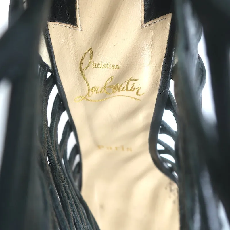 Christian Louboutin Mille Cinque 100 Cage Stiefel Schwarz Leder Größe 38.5