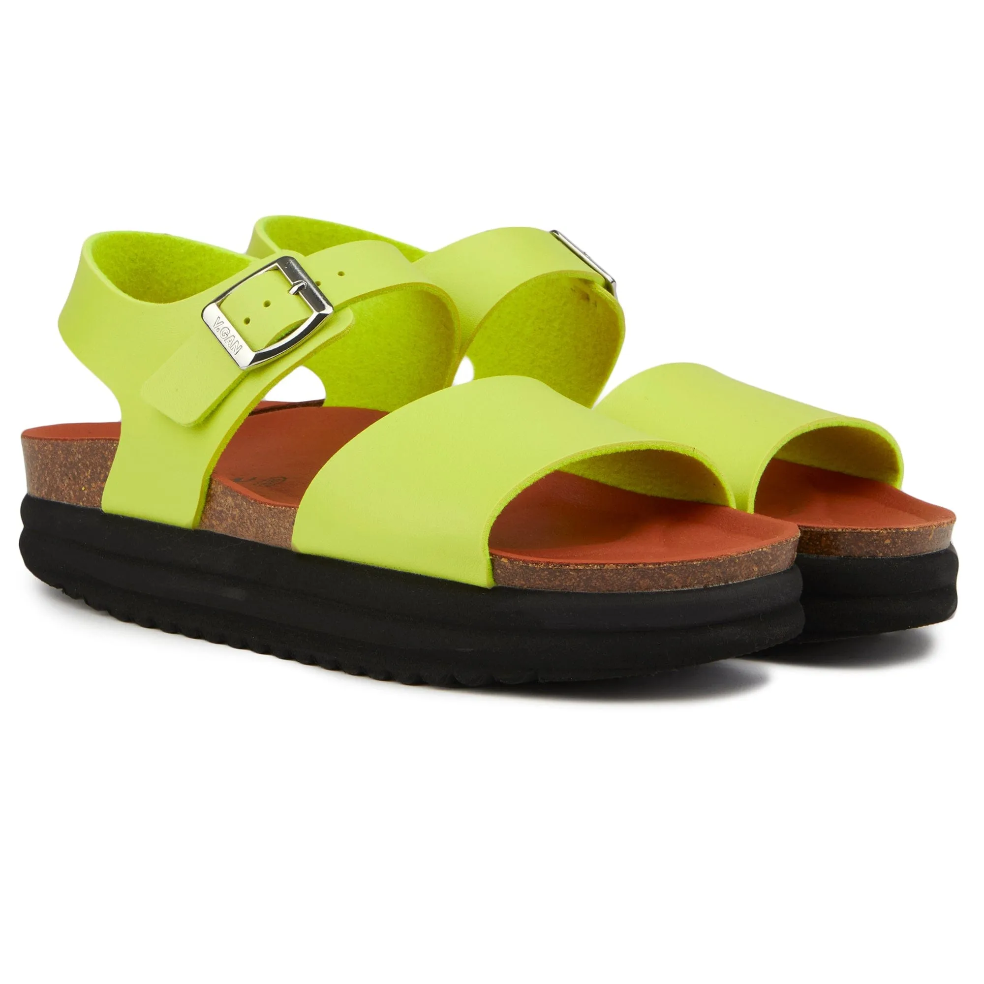 Clove Damen Vegane Flatform-Sandalen | Limette