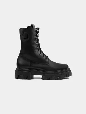 Kampfstiefel für Damen aus veganem Leder | Schwarz