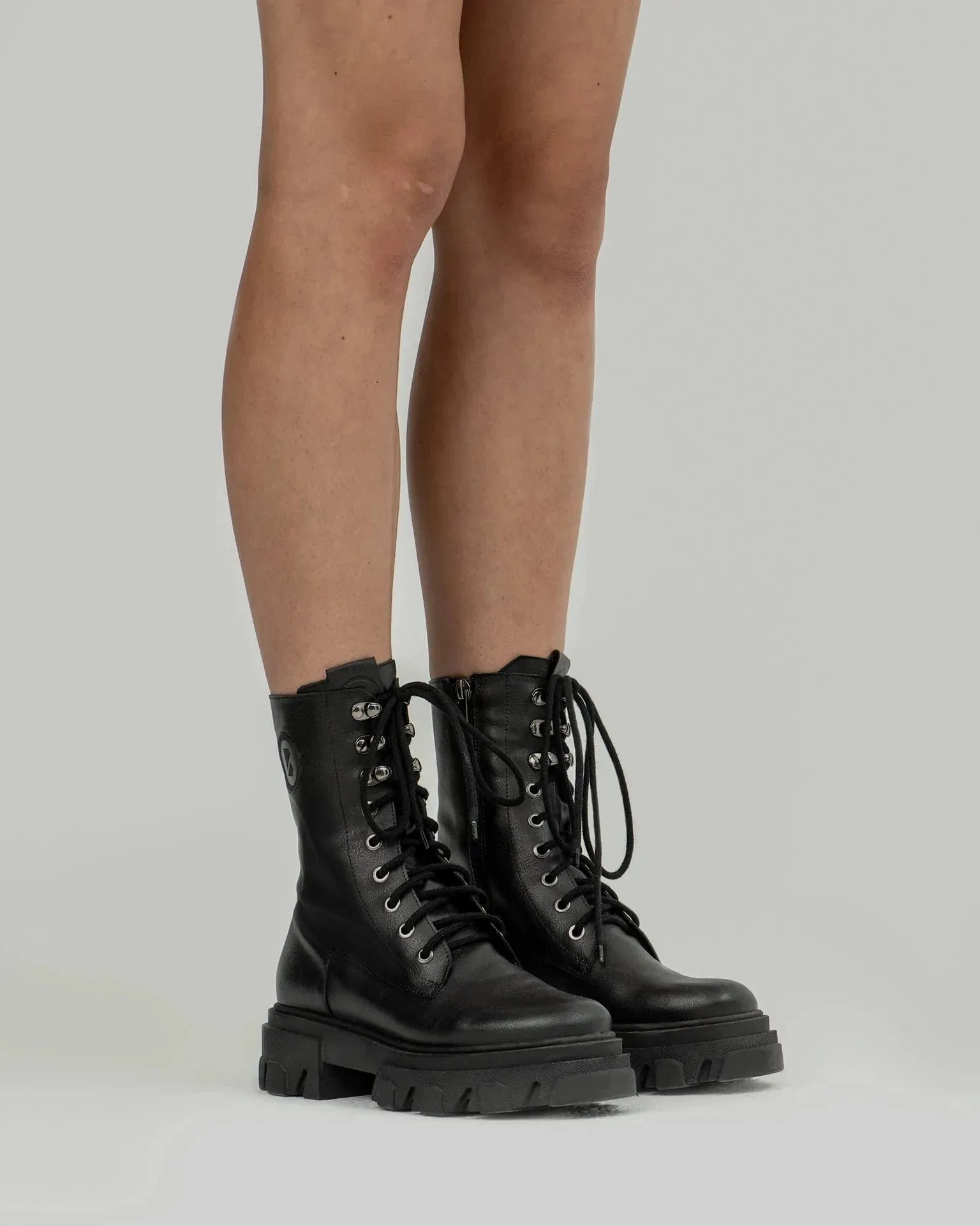 Kampfstiefel für Damen aus veganem Leder | Schwarz