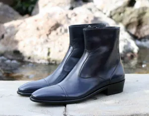 Corrente 1547 Glattleder Slip-On Stiefel - Marineblau