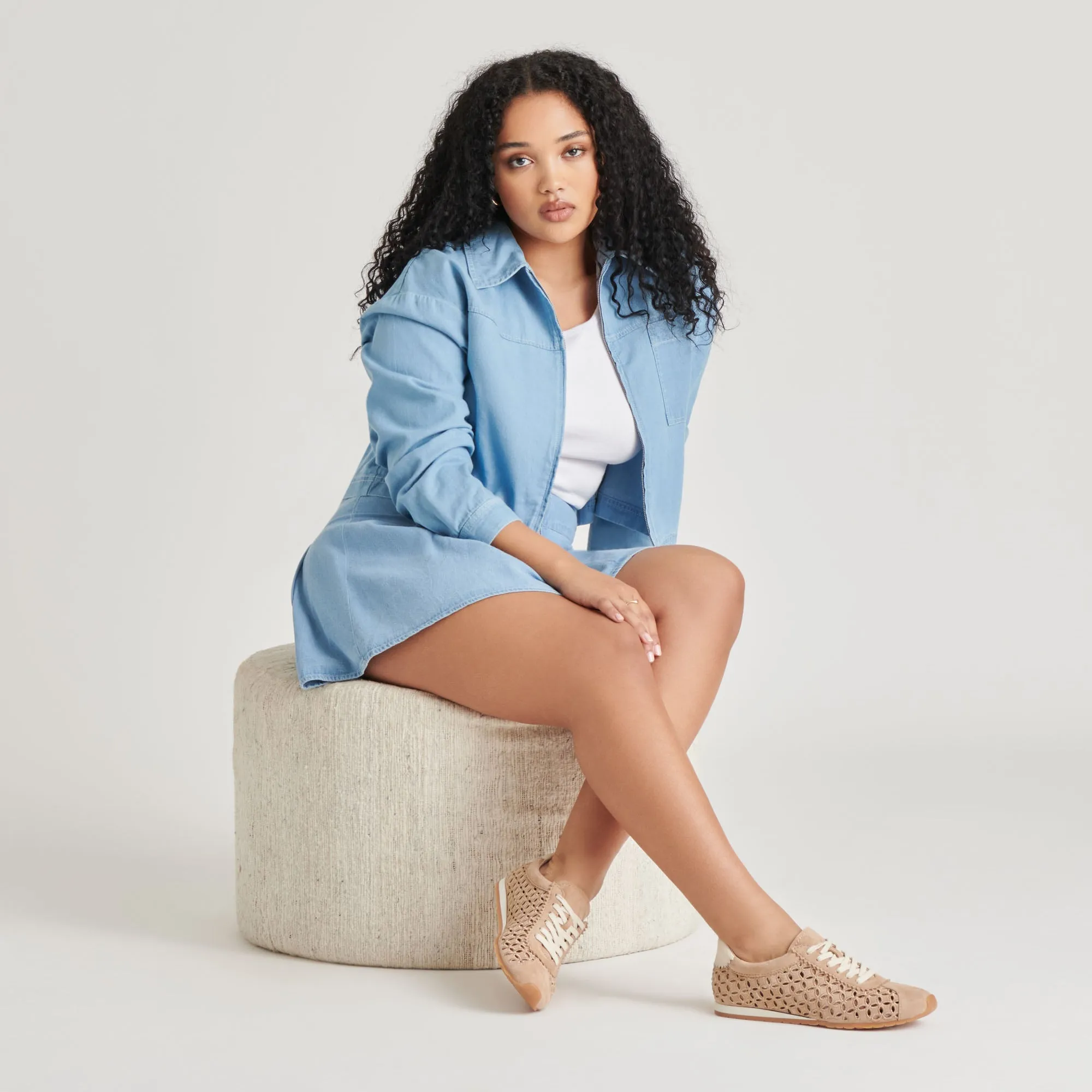 DANIE EYELET PERFEKTE SNEAKERS KAMEL WILDLEDER