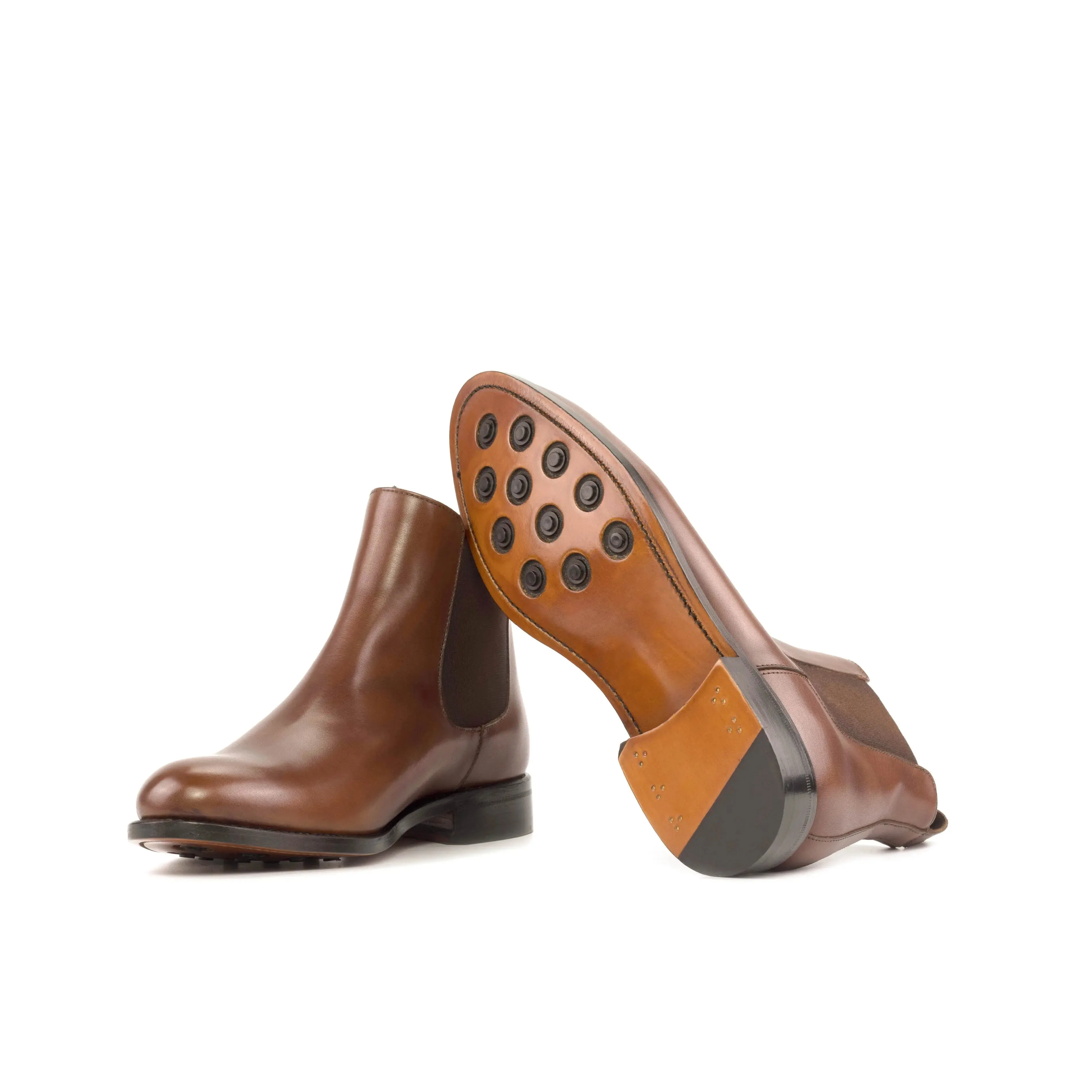 Dapperfam Schuhe DapperFam Monza in Mittelbraun Herren Italienische Leder Chelsea Stiefel