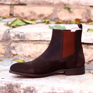 Dapperfam Schuhe DapperFam Vesuvio in Dunkelbraun Herren Luxus Wildleder Chelsea Multi Boot