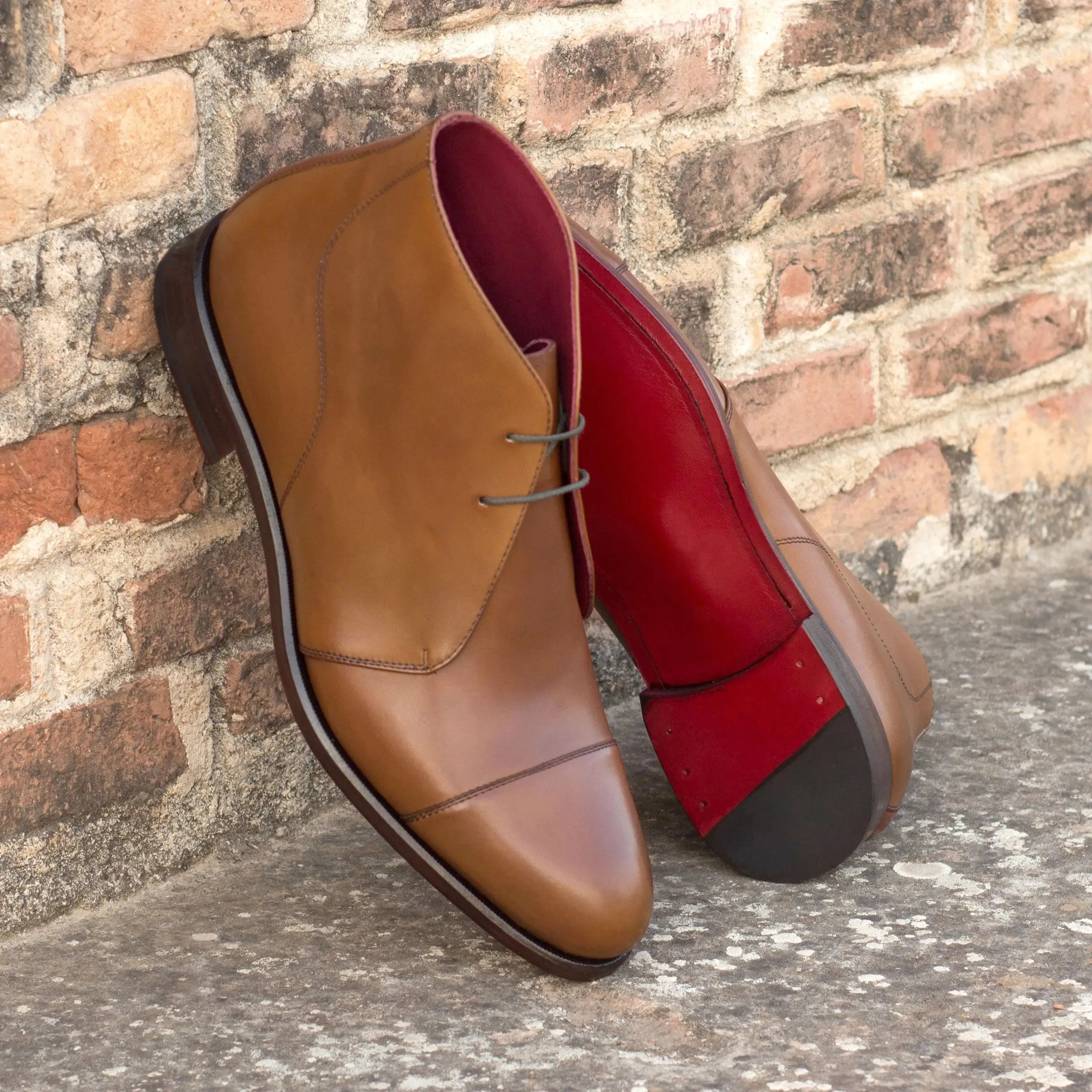 Dapperfam Schuhe DapperFam Vivace in Cognac / Mittelbraun Herren Italienisches Leder Chukka