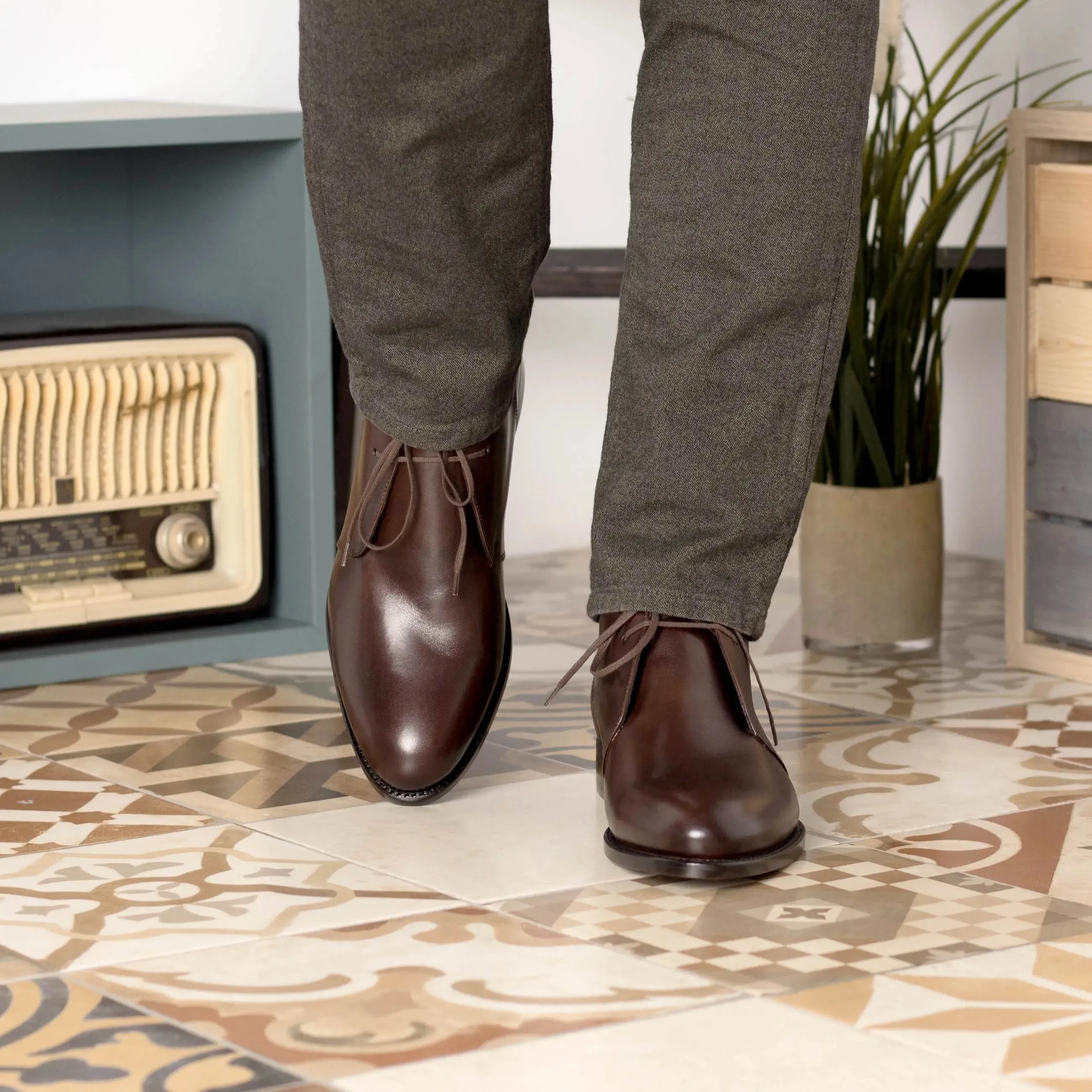 Dapperfam Schuhe DapperFam Vivace in Dunkelbraun Herren Italienisches Leder Chukka