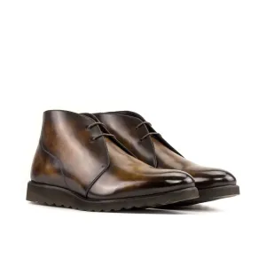 Dapperfam Schuhe DapperFam Vivace in Tabakbraun Herren Handbemalte Patina Chukka