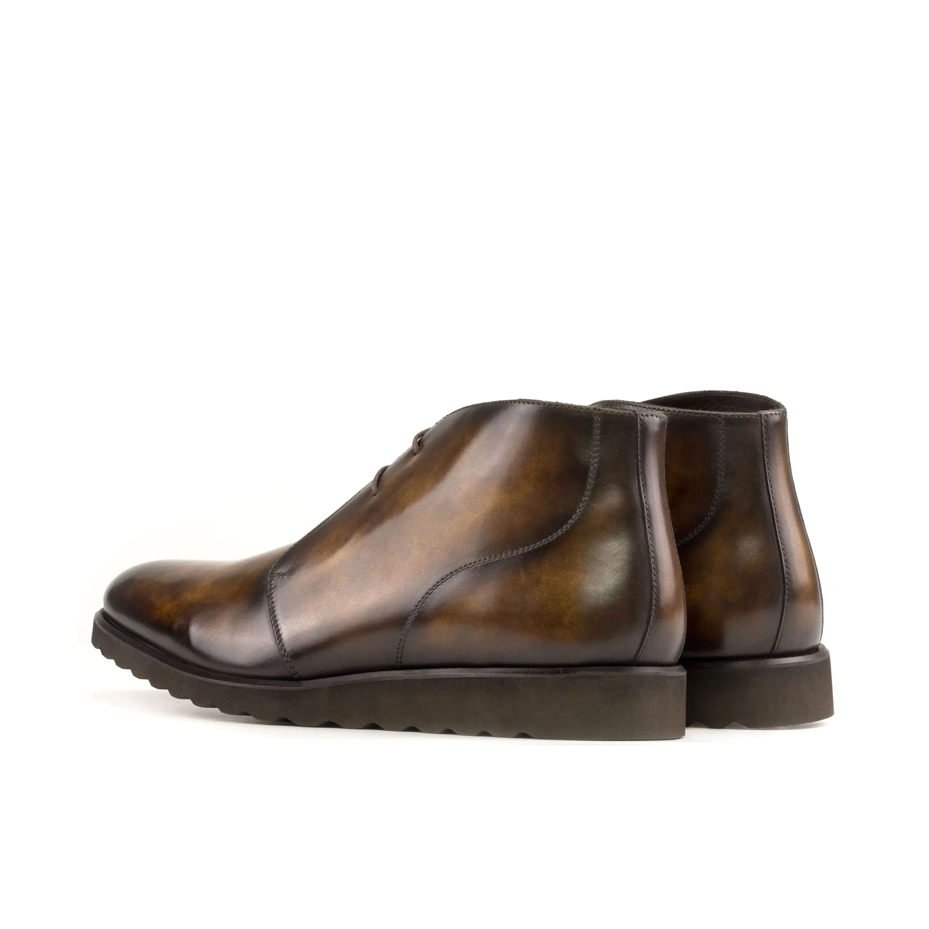 Dapperfam Schuhe DapperFam Vivace in Tabakbraun Herren Handbemalte Patina Chukka