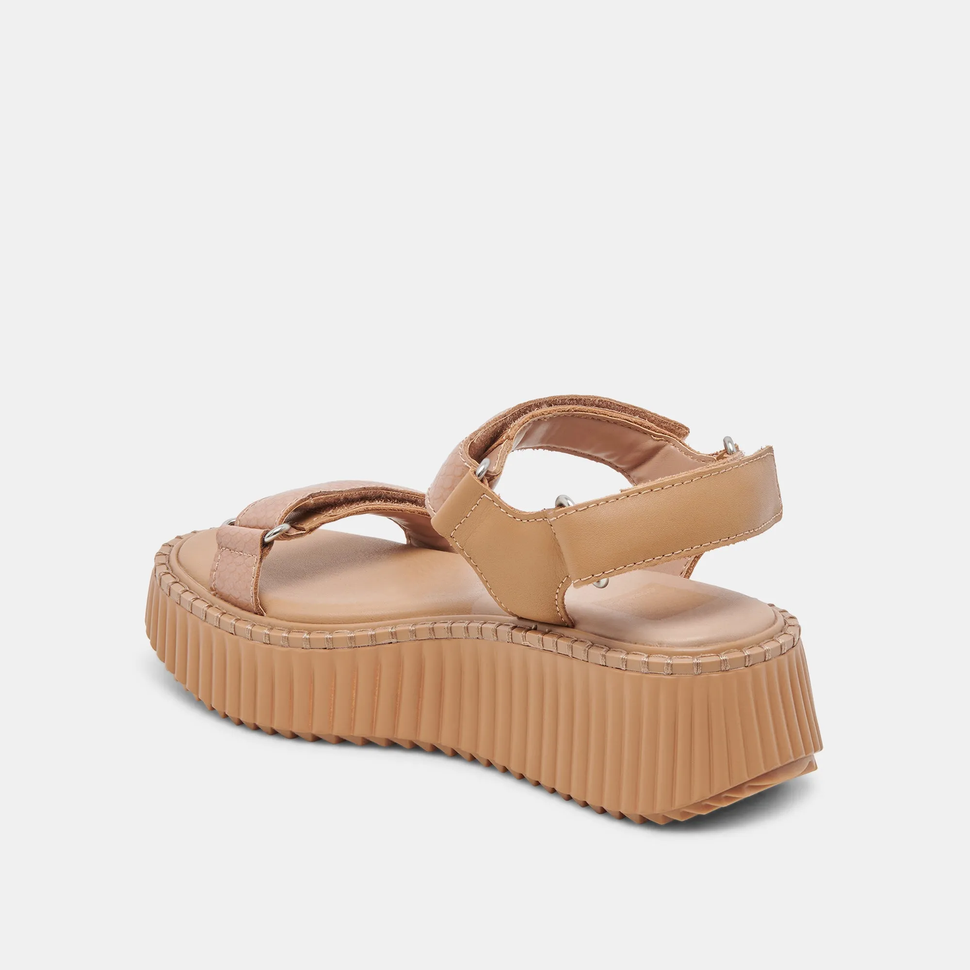 DEBRA SANDALEN TOFFEE GEPRÄGTES LEDER