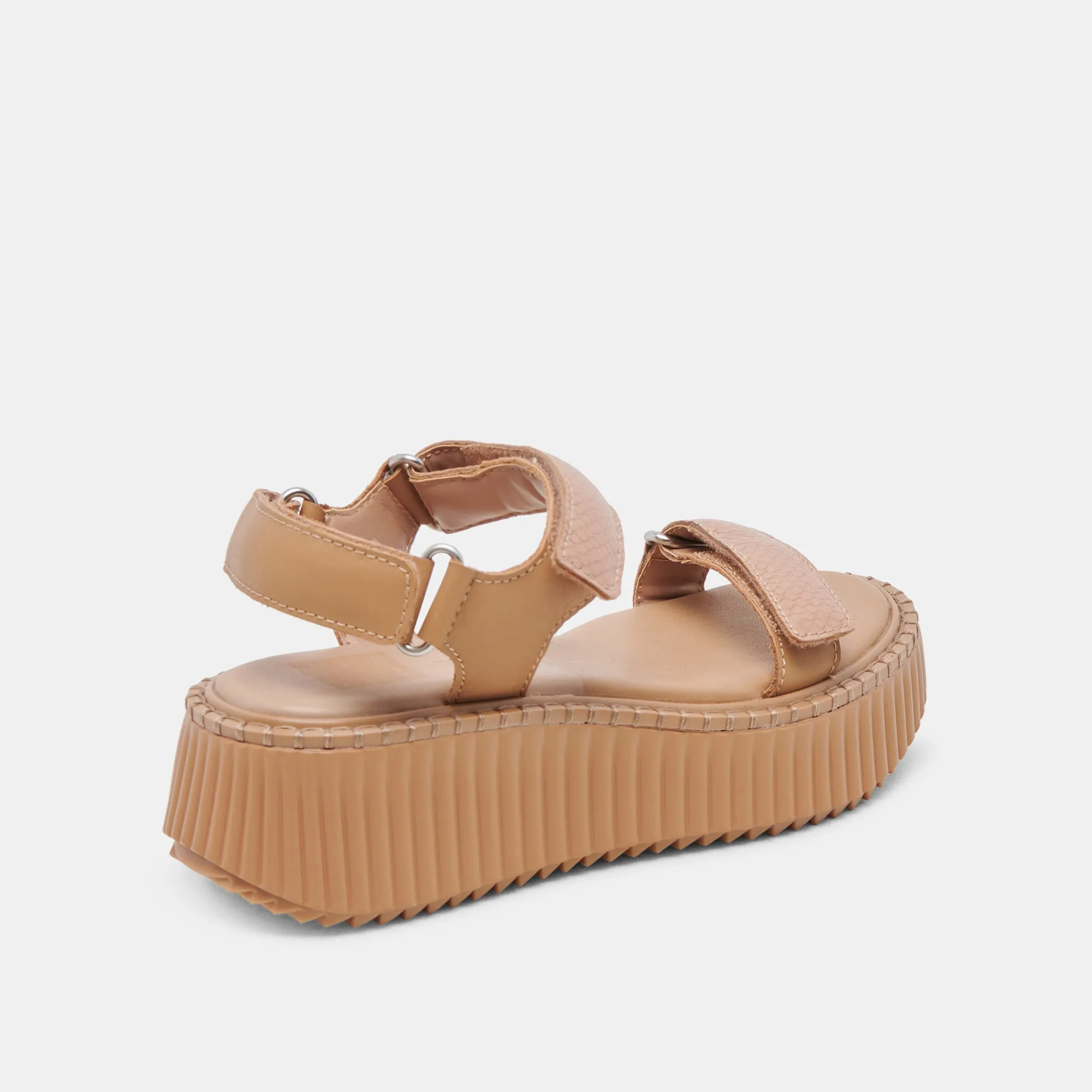 DEBRA SANDALEN TOFFEE GEPRÄGTES LEDER