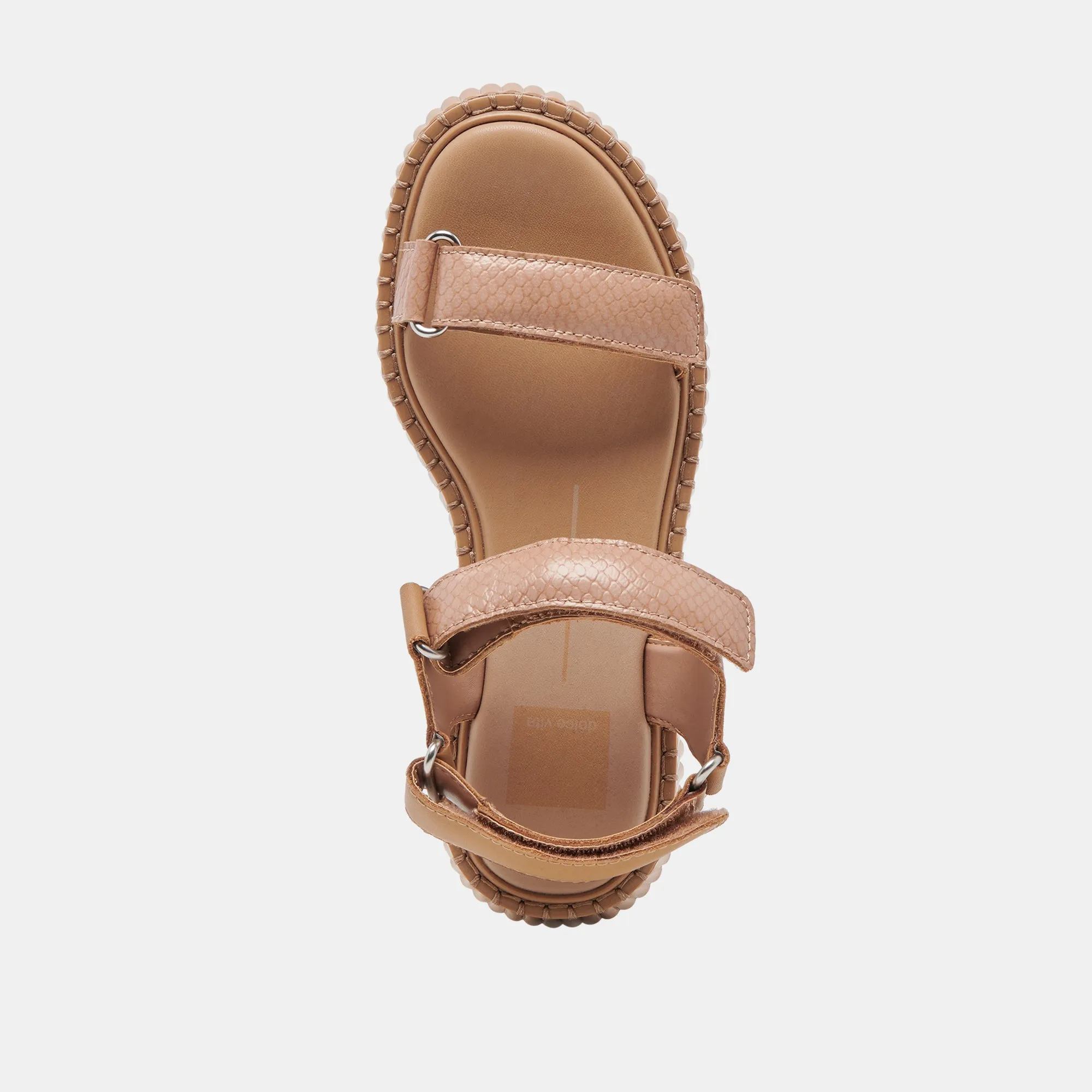 DEBRA SANDALEN TOFFEE GEPRÄGTES LEDER