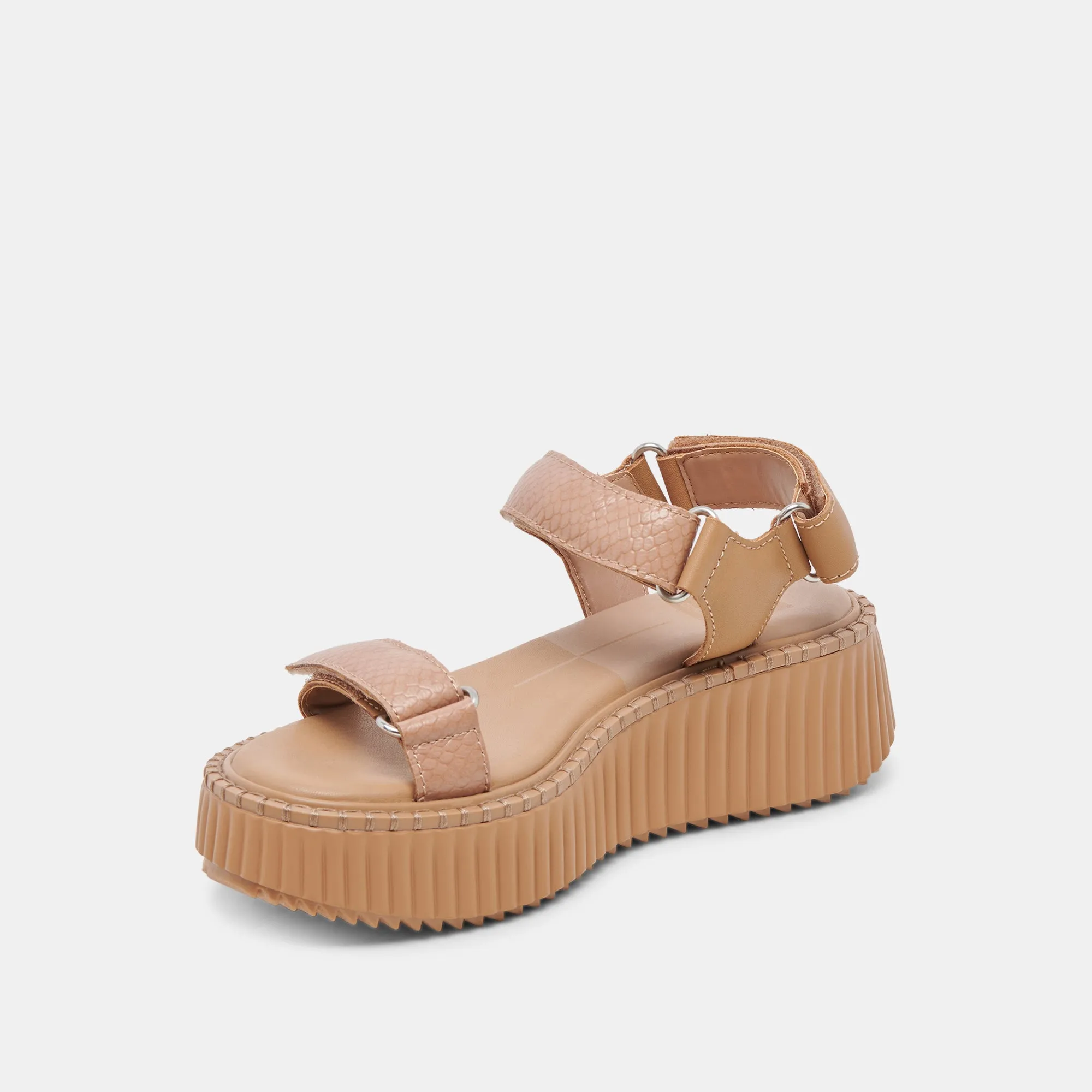 DEBRA SANDALEN TOFFEE GEPRÄGTES LEDER