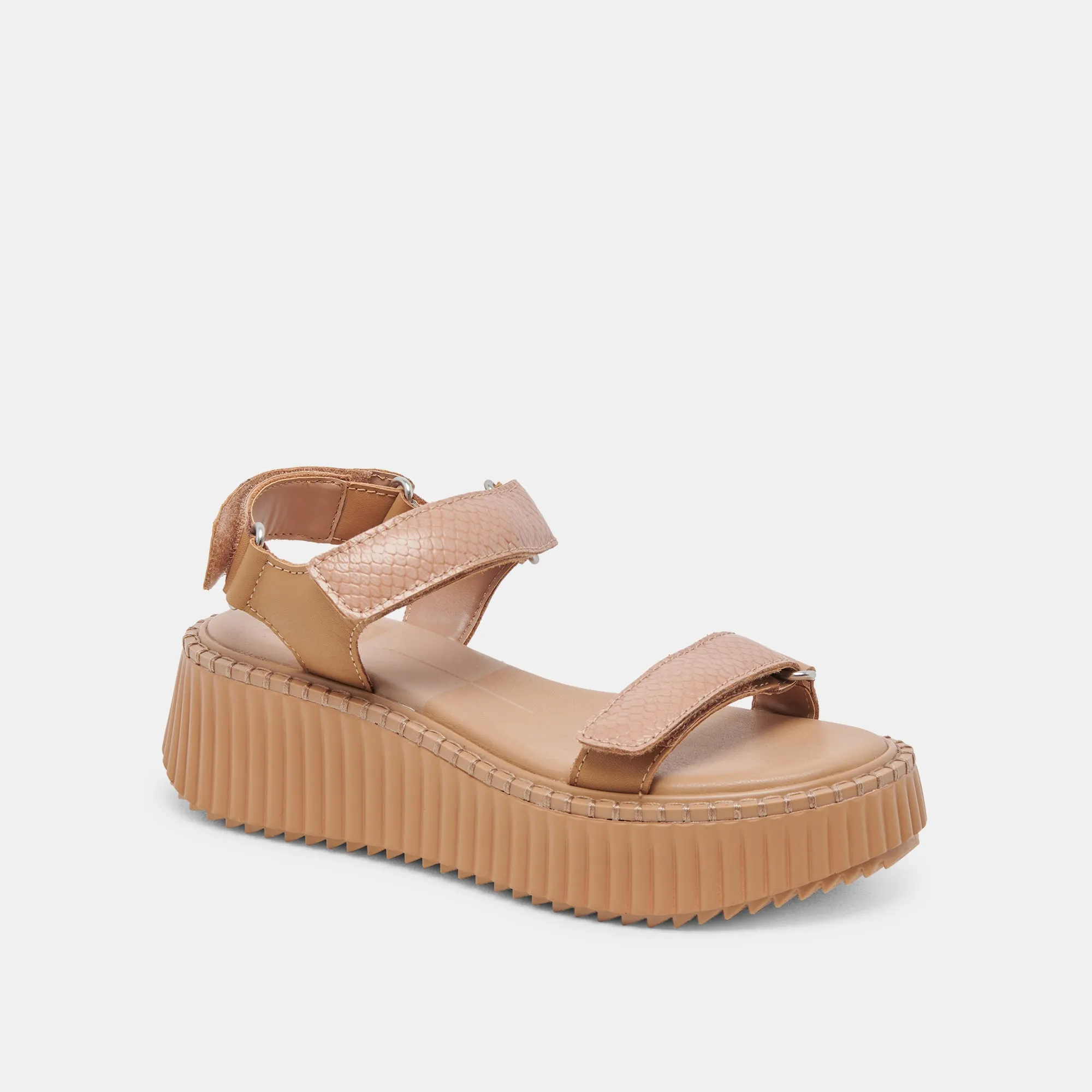 DEBRA SANDALEN TOFFEE GEPRÄGTES LEDER