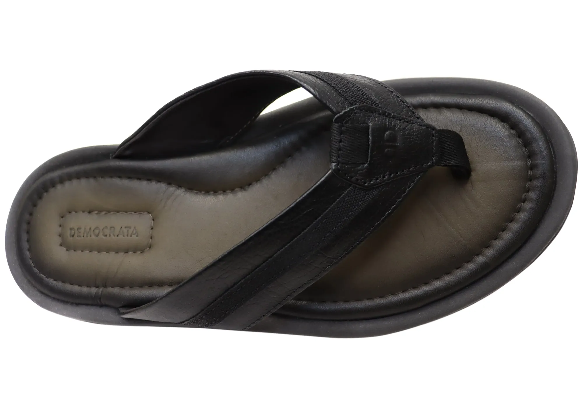 Democrata Jamie Mens Brasilianisches Leder Bequeme Zehenstegsandalen Democrata Schuhe