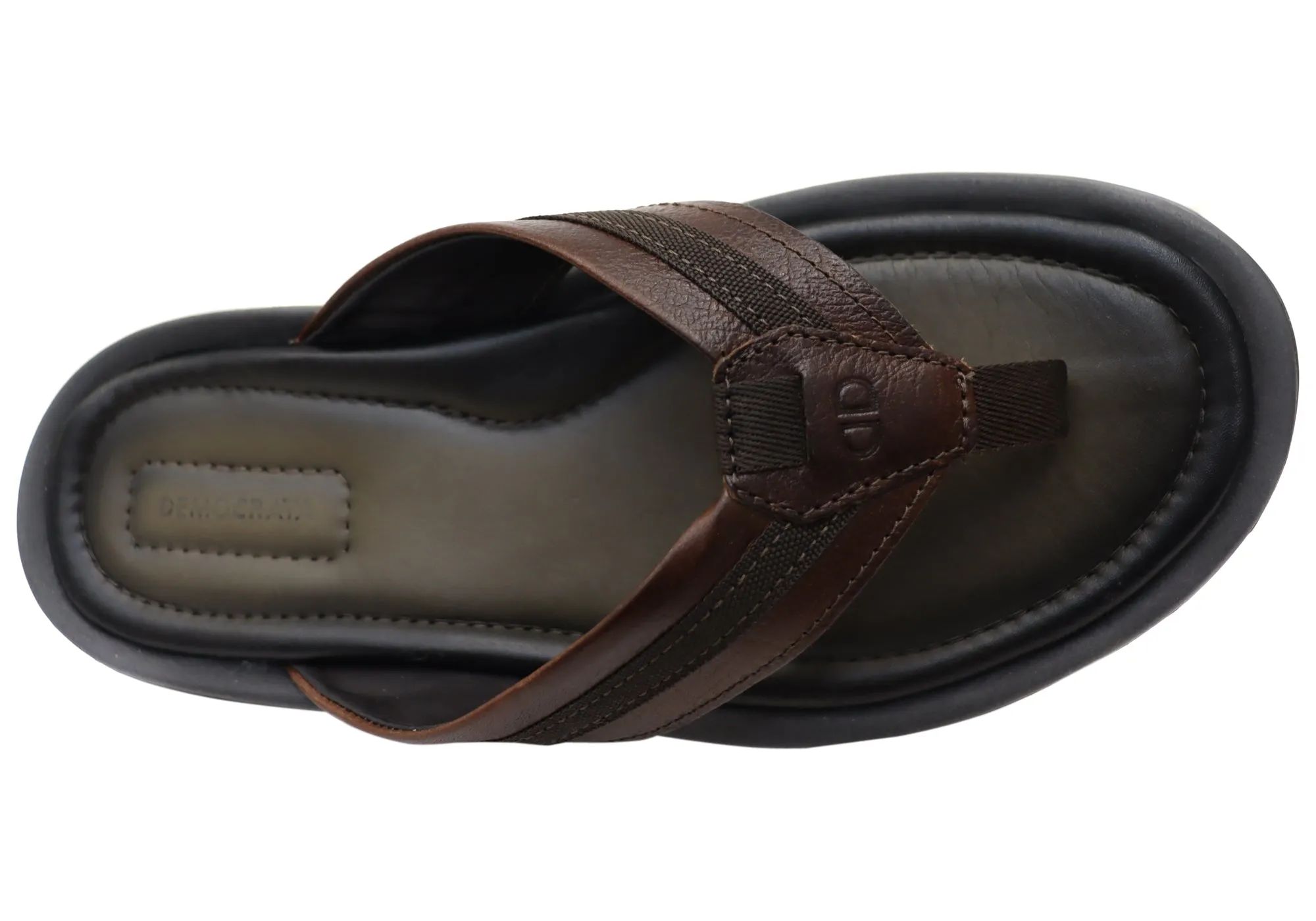 Democrata Jamie Mens Brasilianisches Leder Bequeme Zehenstegsandalen Democrata Schuhe