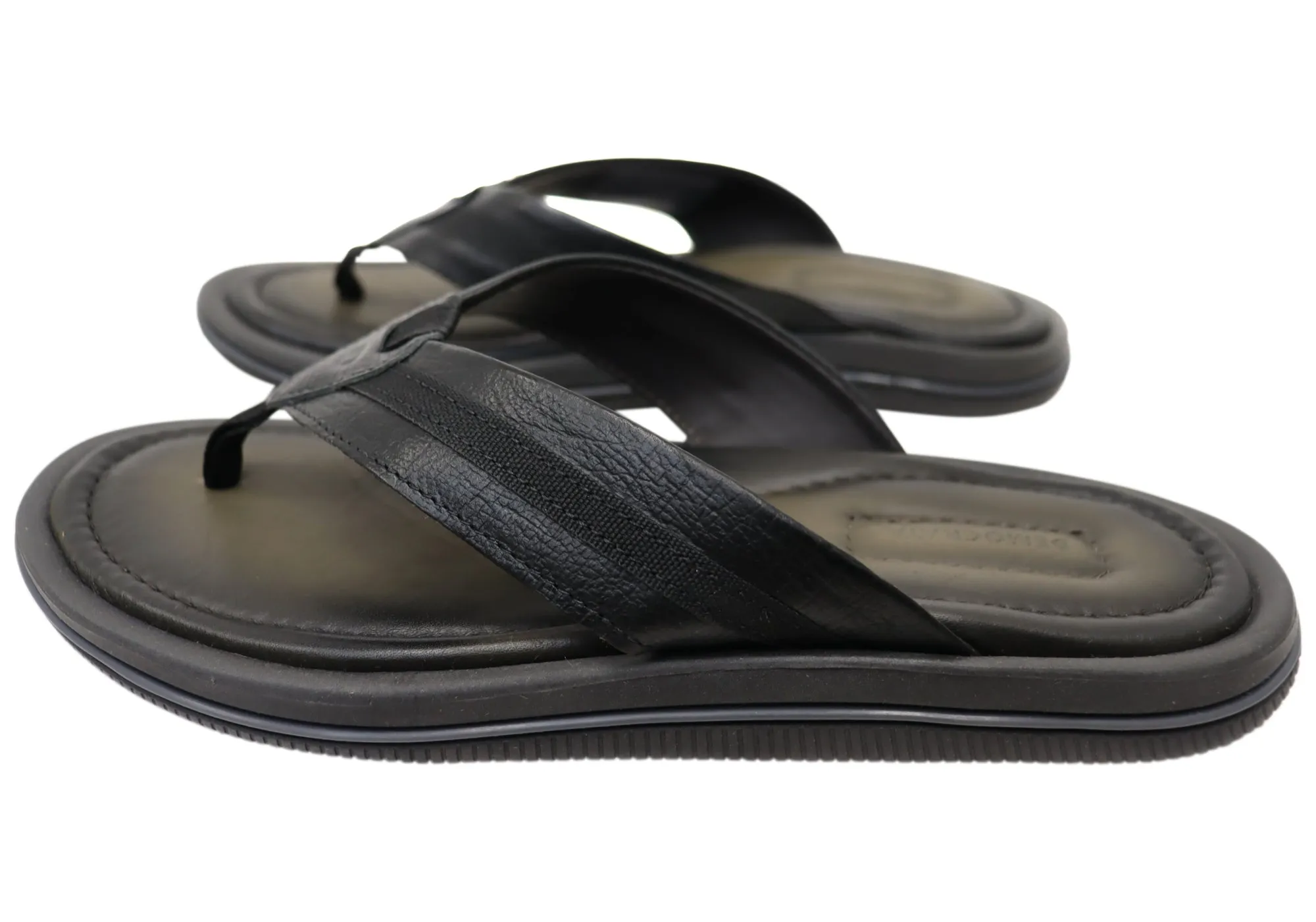 Democrata Jamie Mens Brasilianisches Leder Bequeme Zehenstegsandalen Democrata Schuhe