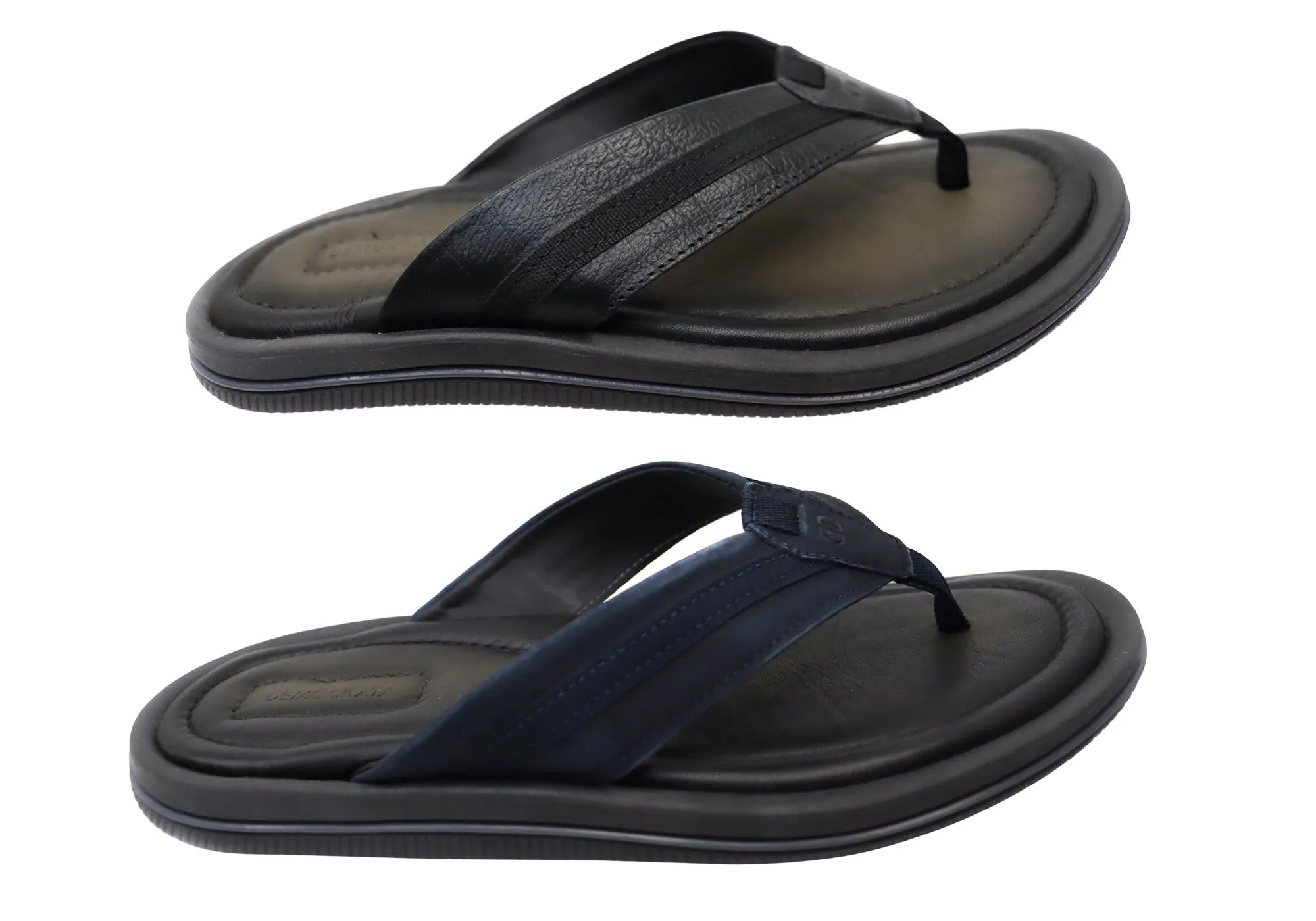 Democrata Jamie Mens Brasilianisches Leder Bequeme Zehenstegsandalen Democrata Schuhe
