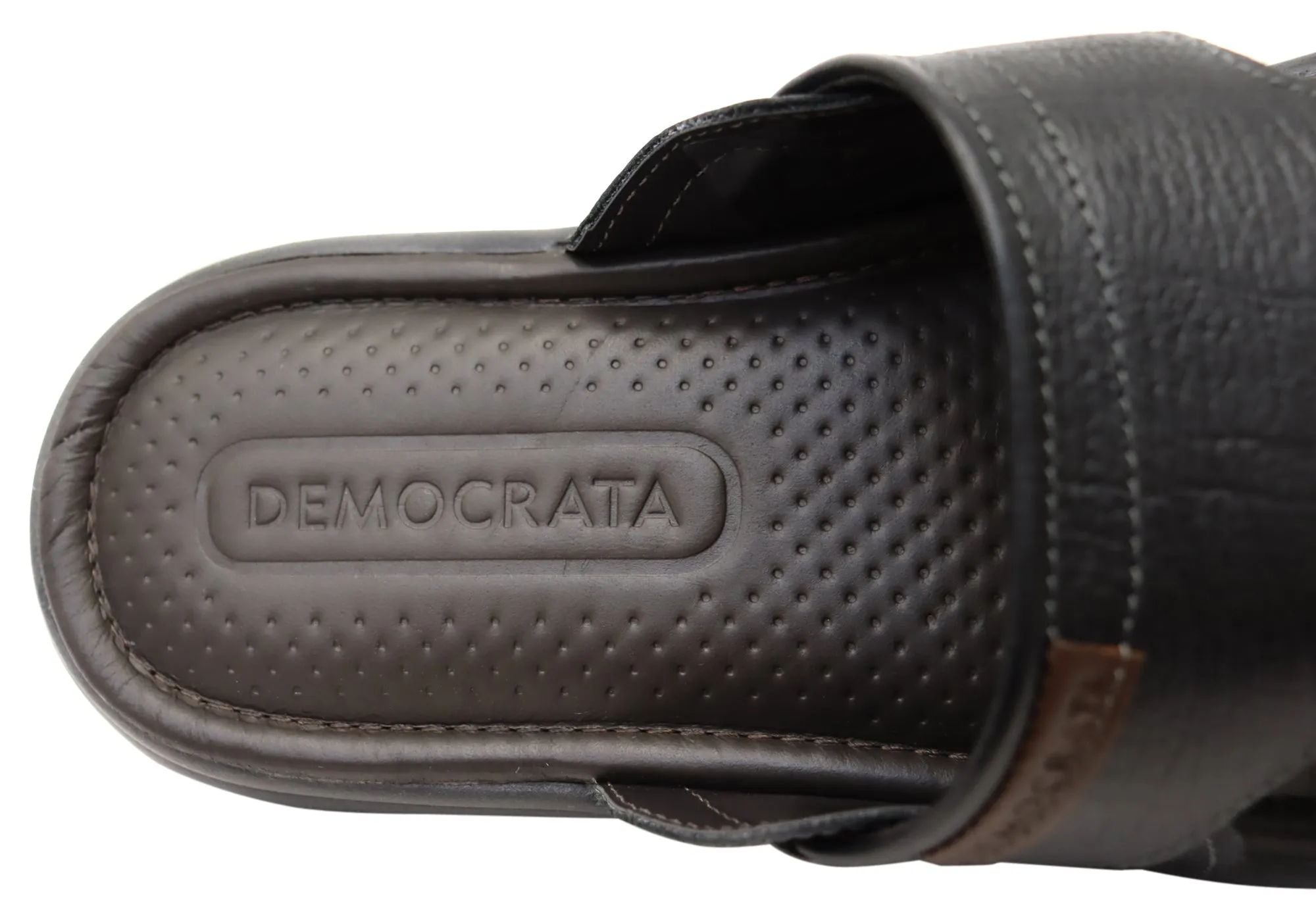 Democrata Jeff Herren Leder Bequeme Slide Sandalen Hergestellt in Brasilien Democrata Schuhe