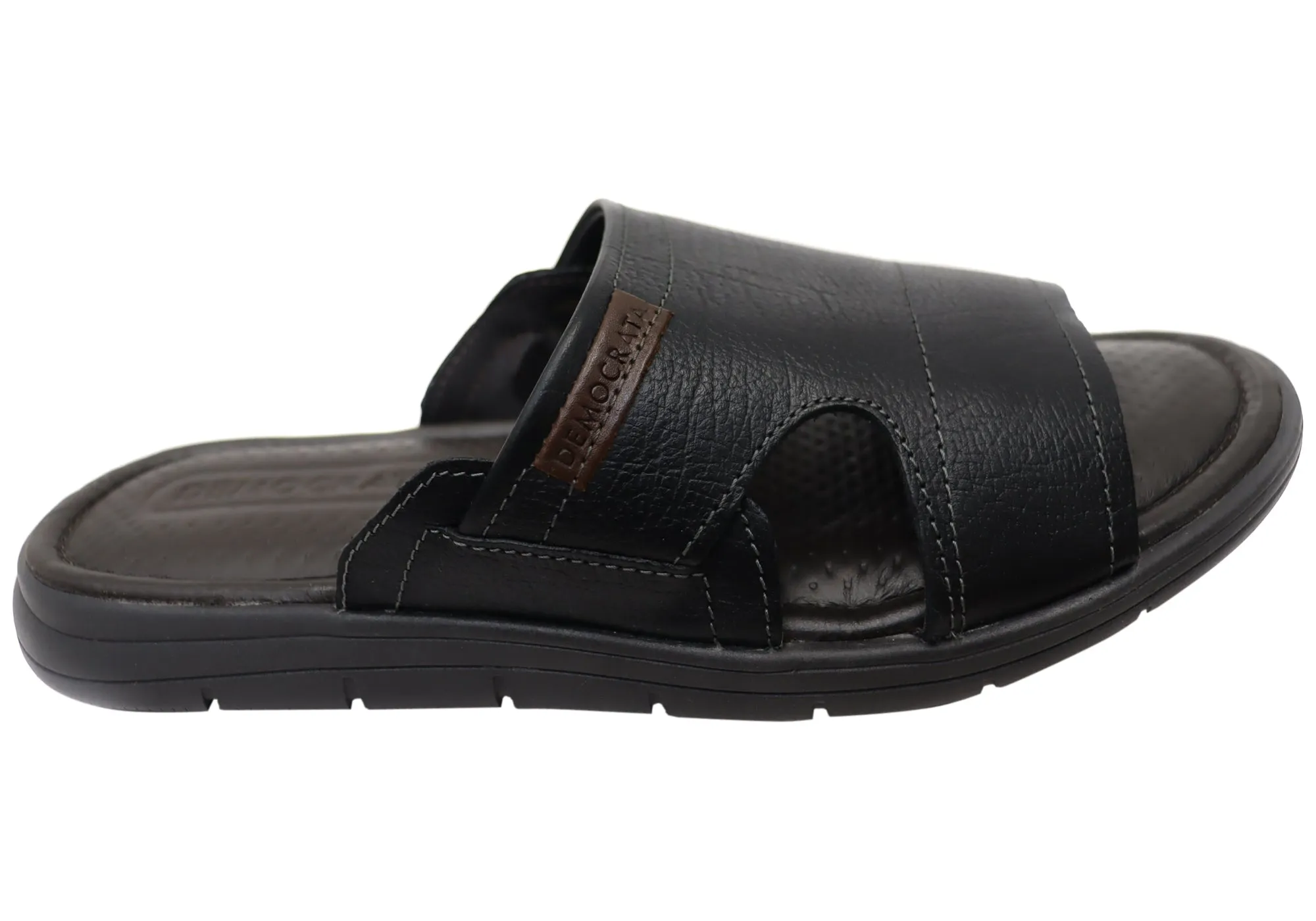 Democrata Jeff Herren Leder Bequeme Slide Sandalen Hergestellt in Brasilien Democrata Schuhe