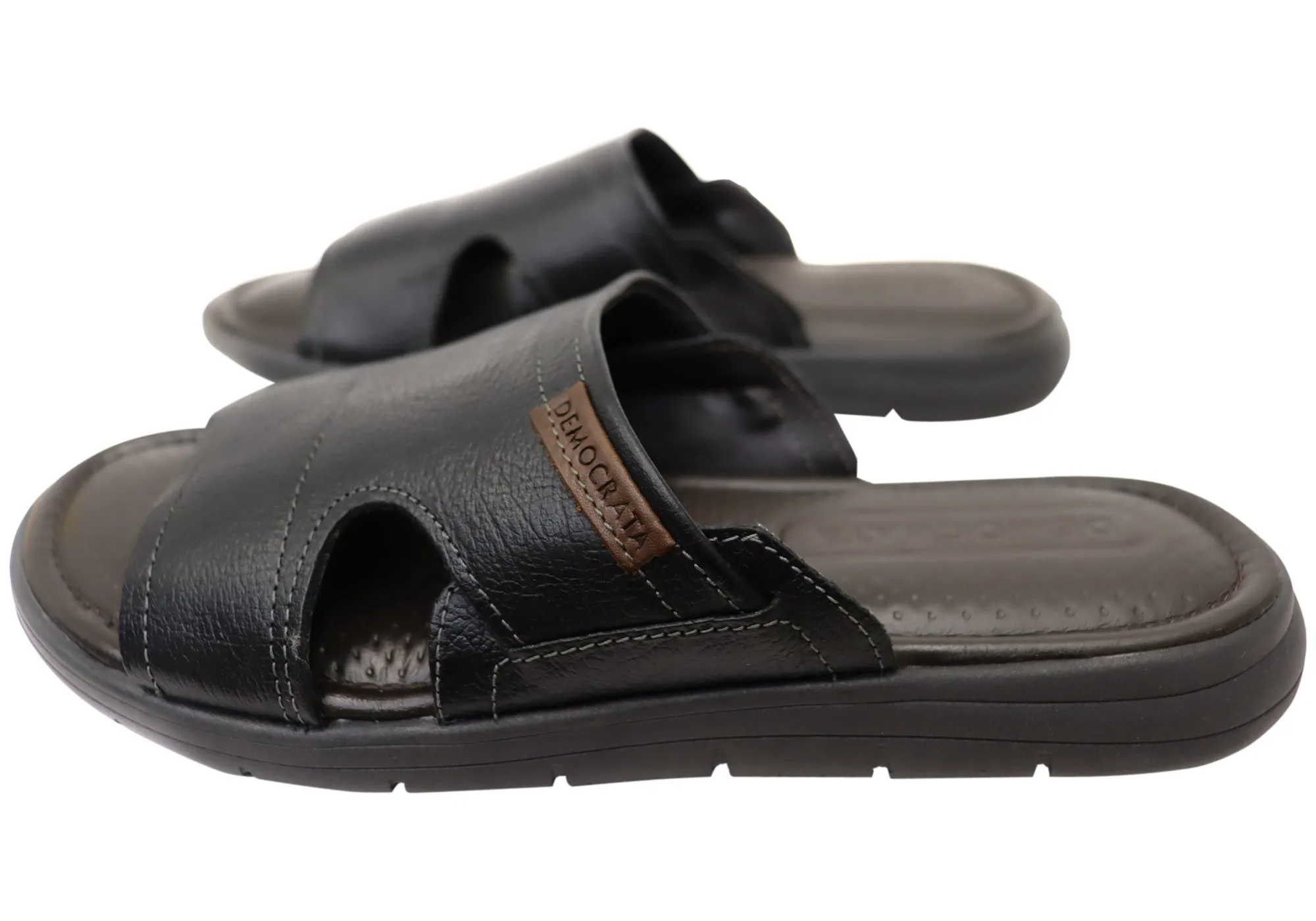 Democrata Jeff Herren Leder Bequeme Slide Sandalen Hergestellt in Brasilien Democrata Schuhe