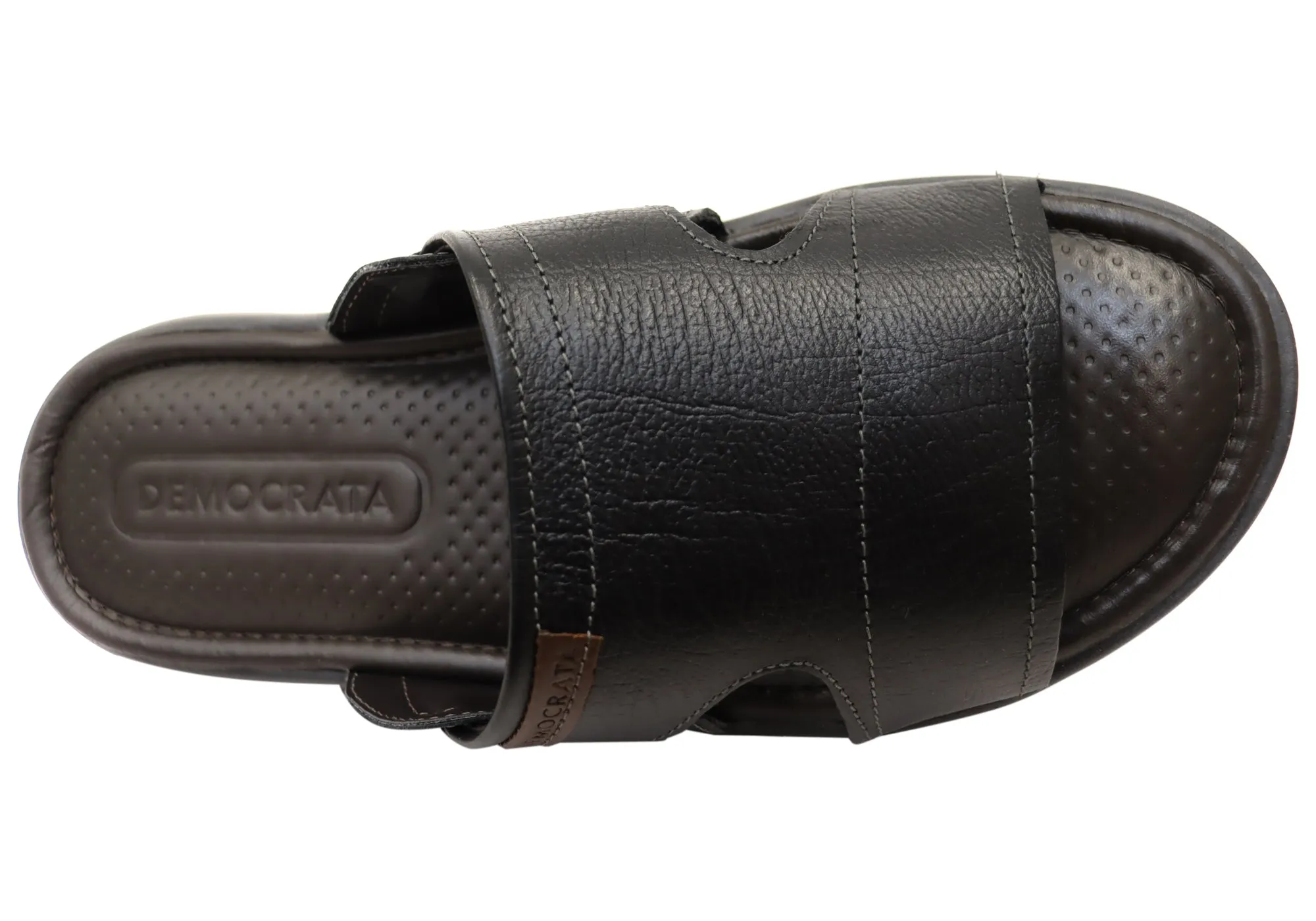 Democrata Jeff Herren Leder Bequeme Slide Sandalen Hergestellt in Brasilien Democrata Schuhe