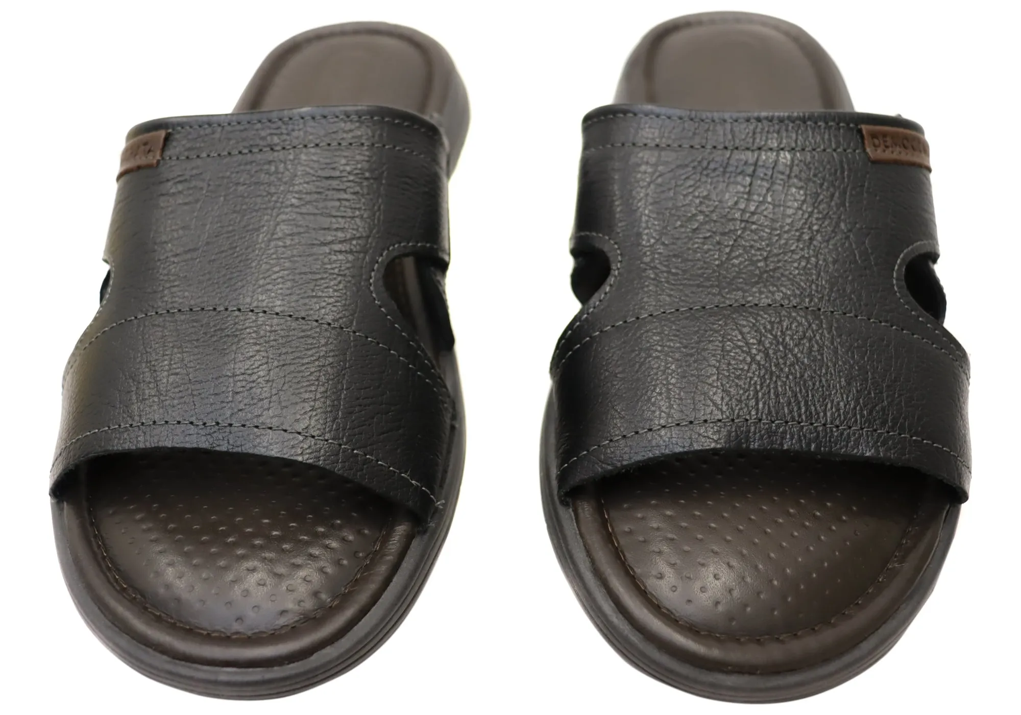 Democrata Jeff Herren Leder Bequeme Slide Sandalen Hergestellt in Brasilien Democrata Schuhe