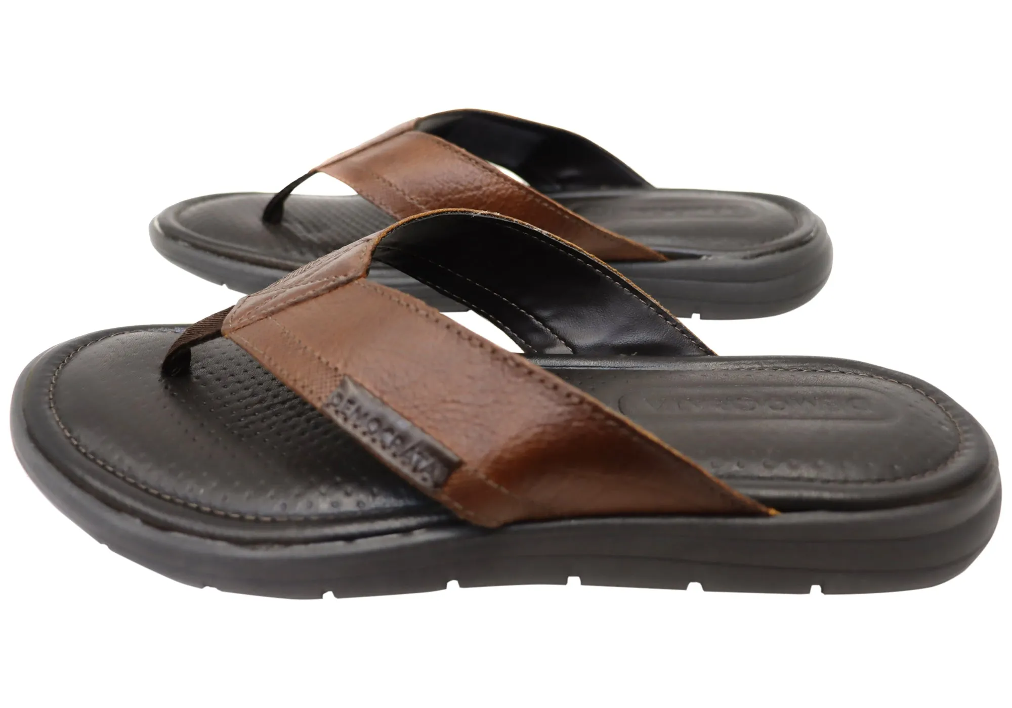 Democrata Mitch Mens Brasilianisches Leder Bequeme Badelatschen Sandalen Democrata Schuhe