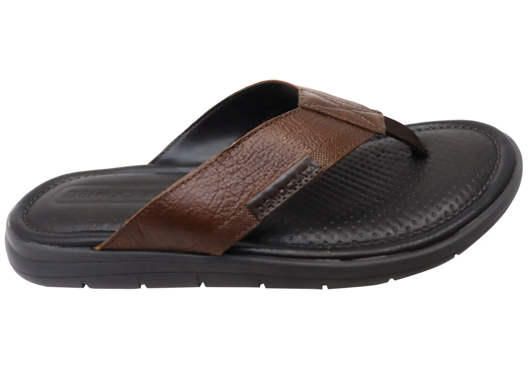 Democrata Mitch Mens Brasilianisches Leder Bequeme Badelatschen Sandalen Democrata Schuhe