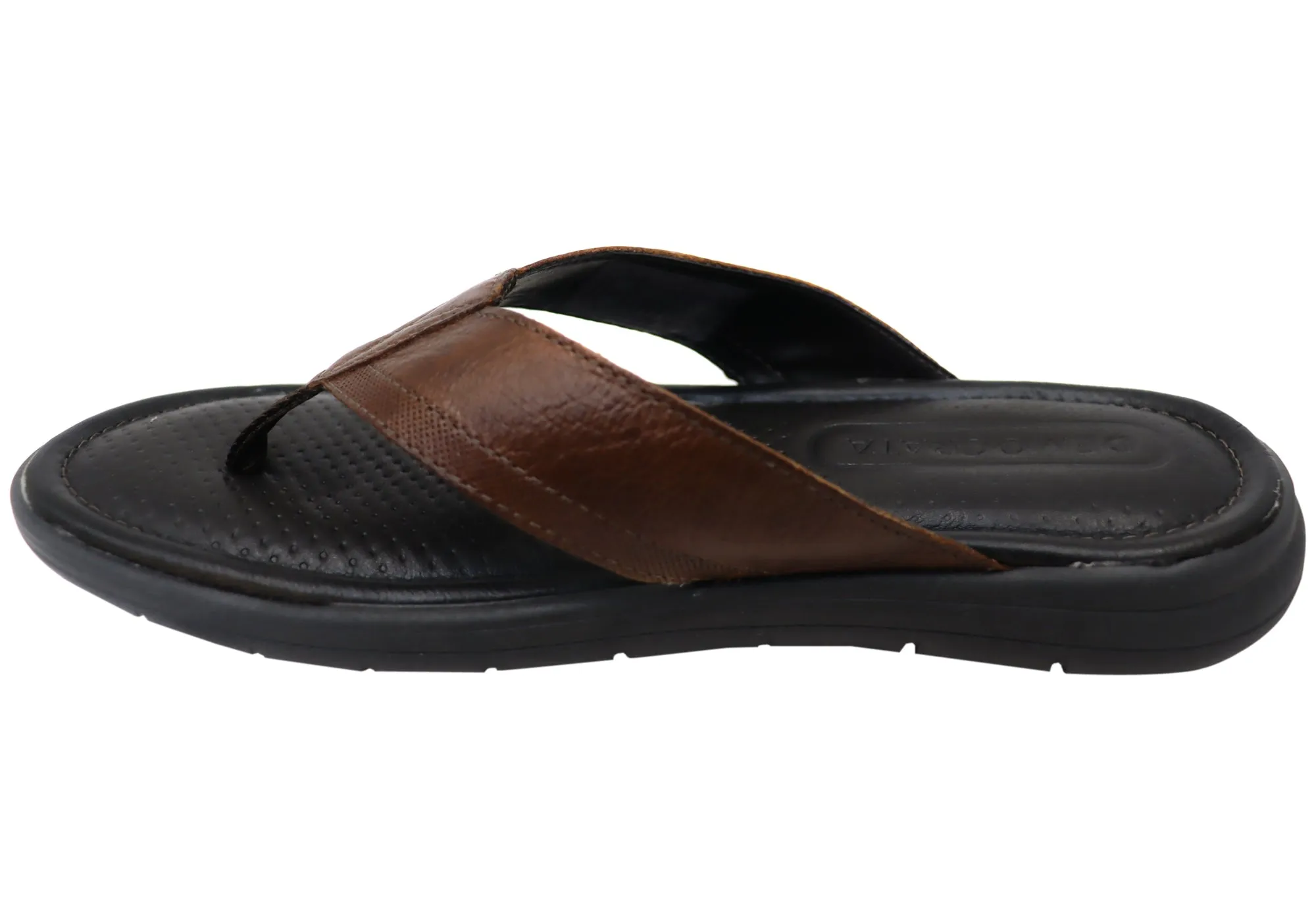 Democrata Mitch Mens Brasilianisches Leder Bequeme Badelatschen Sandalen Democrata Schuhe