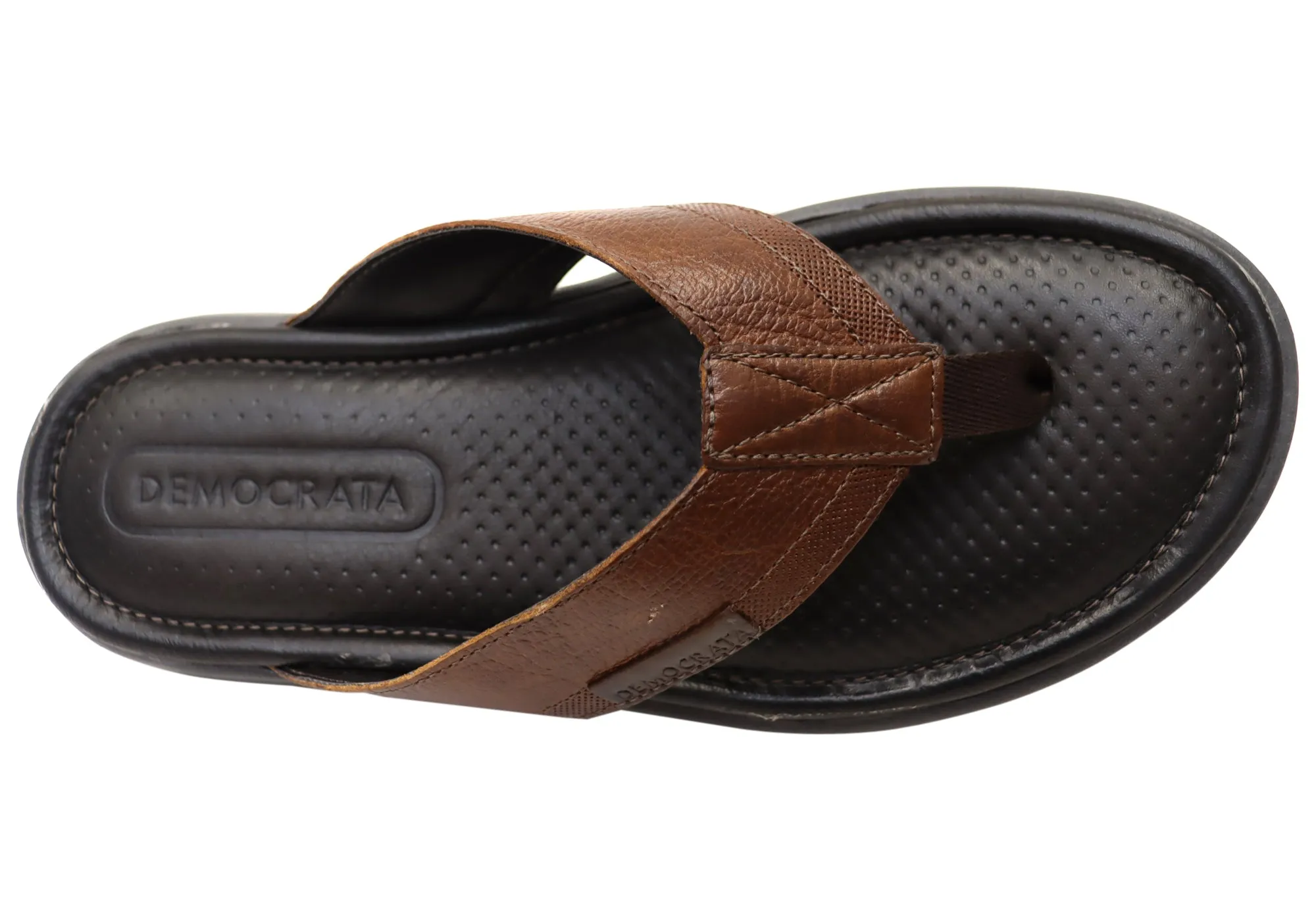 Democrata Mitch Mens Brasilianisches Leder Bequeme Badelatschen Sandalen Democrata Schuhe
