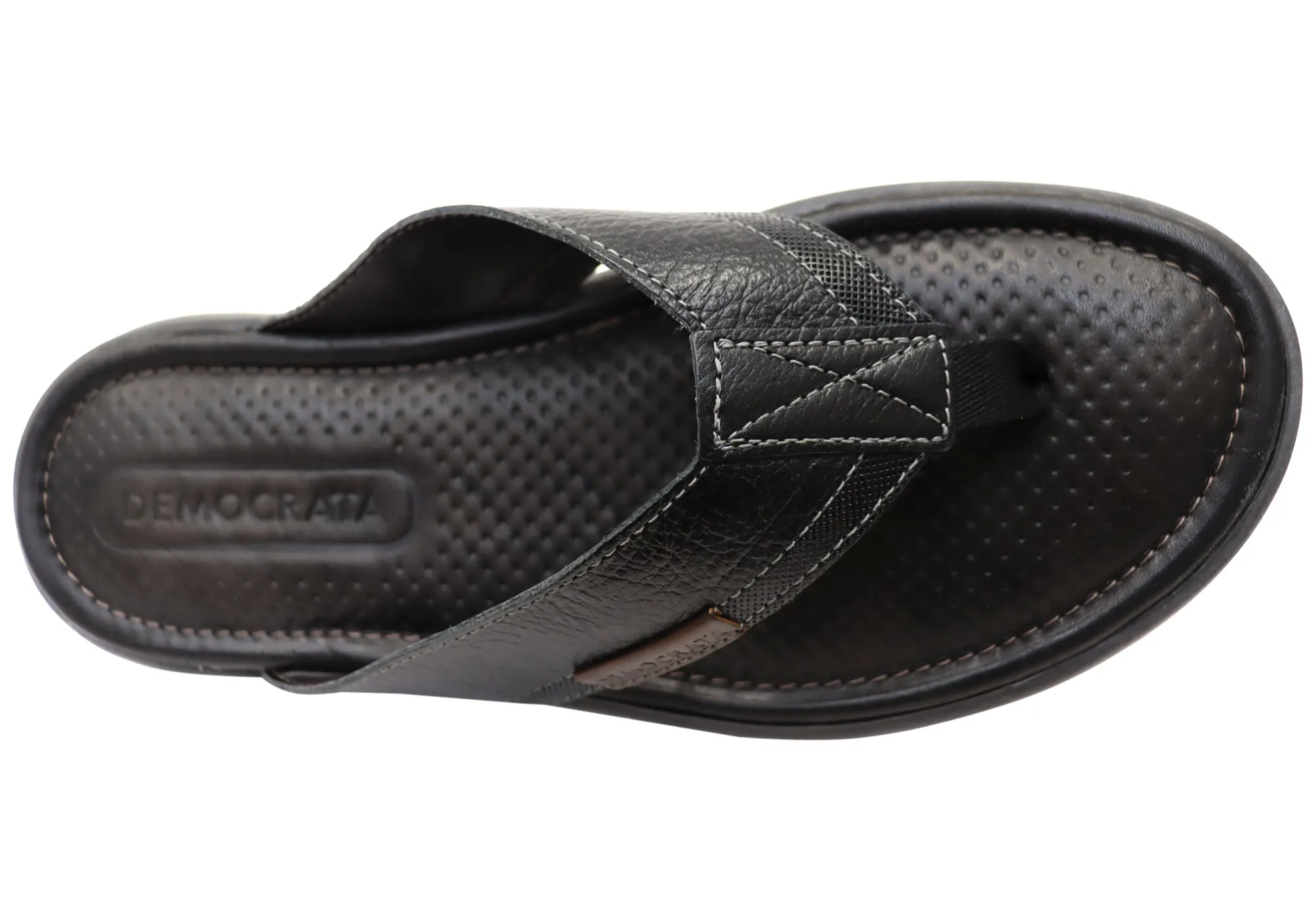 Democrata Mitch Mens Brasilianisches Leder Bequeme Badelatschen Sandalen Democrata Schuhe