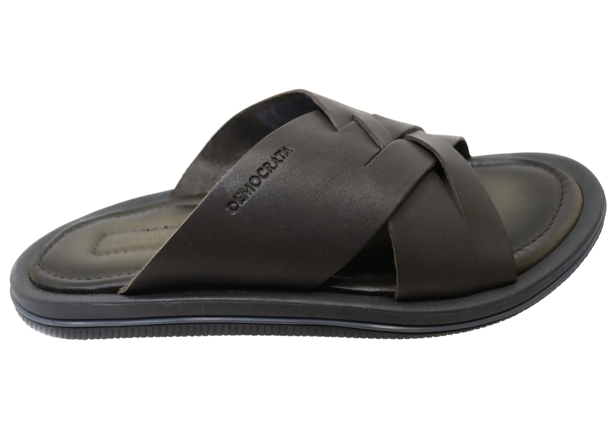 Democrata Pauly Herren Leder Bequeme Slide Sandalen Hergestellt in Brasilien Democrata Schuhe