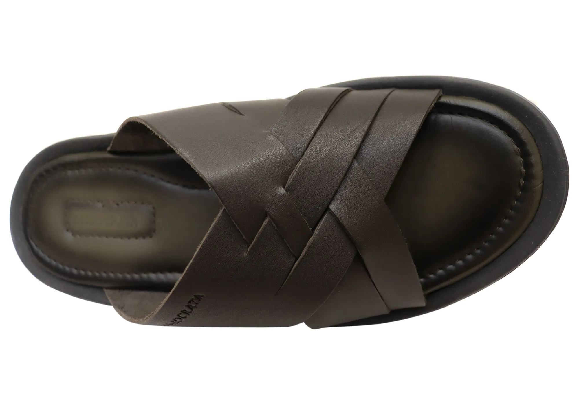 Democrata Pauly Herren Leder Bequeme Slide Sandalen Hergestellt in Brasilien Democrata Schuhe