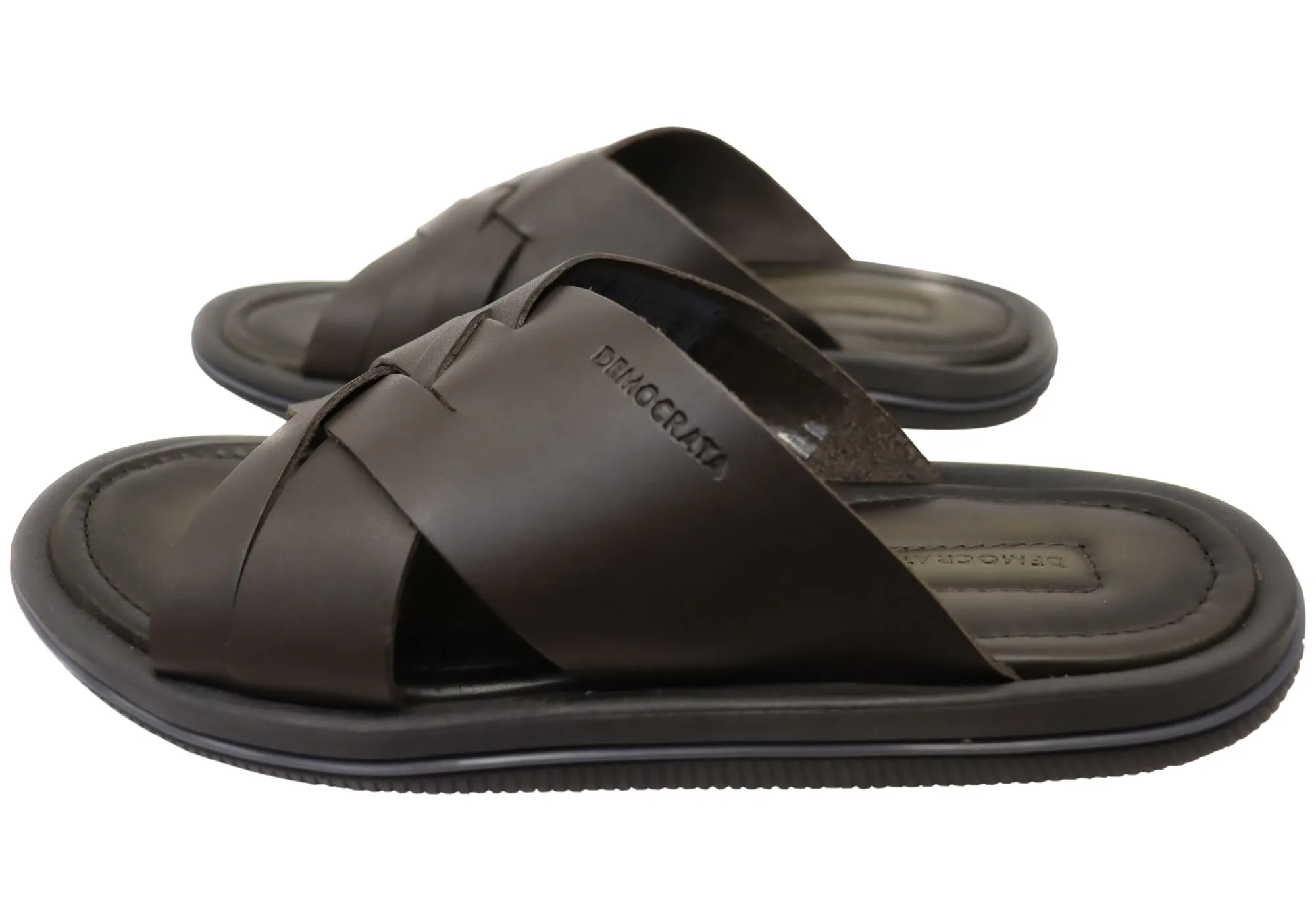 Democrata Pauly Herren Leder Bequeme Slide Sandalen Hergestellt in Brasilien Democrata Schuhe